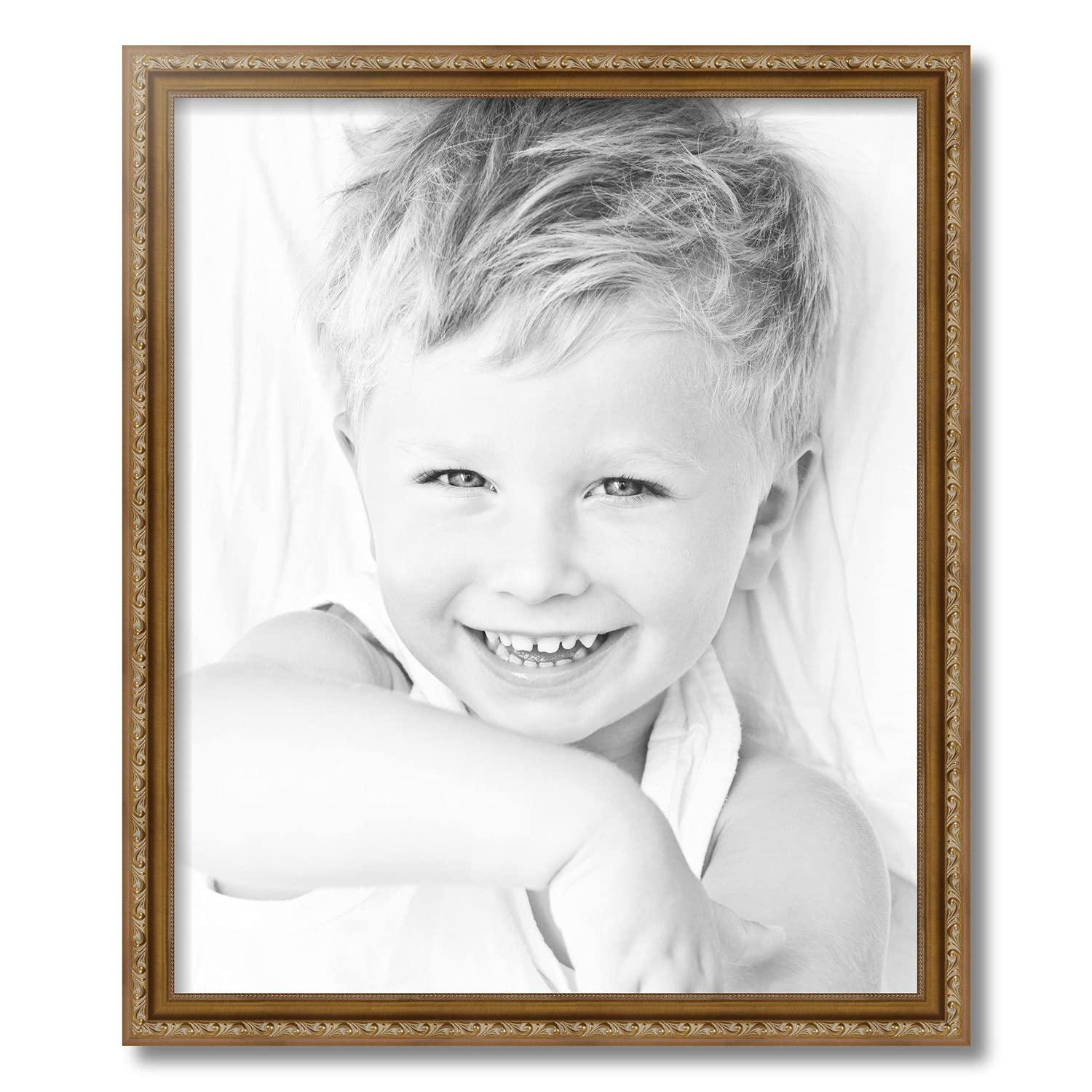 ArtToFrames ArtToFrames 20x24 Inch Gold Picture Frame, 5 - Pack, This 1.40 inch Custom Wood Poster Frame is Gold with Beads, Comes with Economy Acrylic (Frame_Pack_5_D10051-20x24)