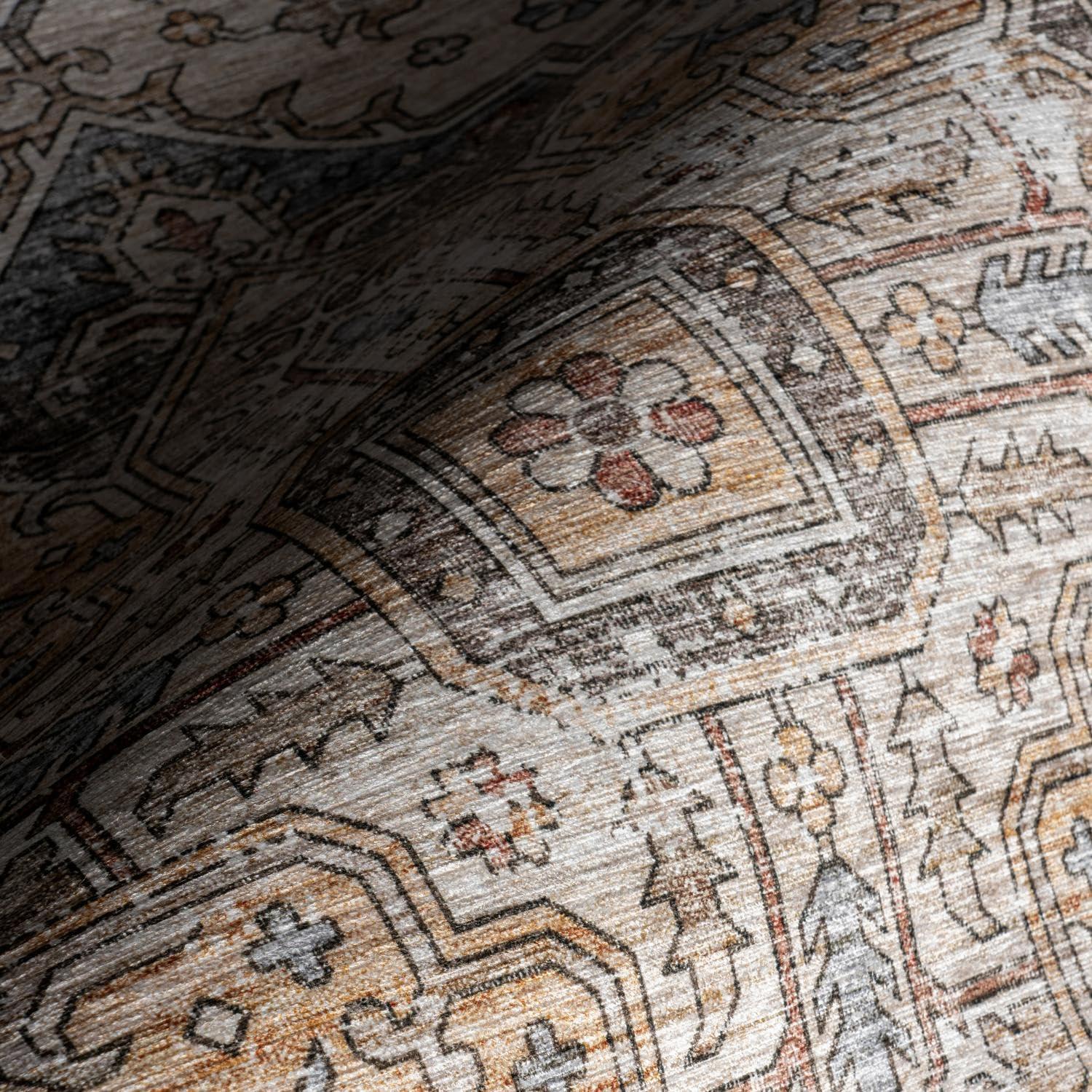 nuLOOM nuLOOM 9' x 12' Splashguard Machine Washable Area Rug with Waterproof Spill Proof Surface, Non Slip Backing and Stain Resistant for Living Room, Bedroom, Kitchen, Dining Room, Purnima Ivory