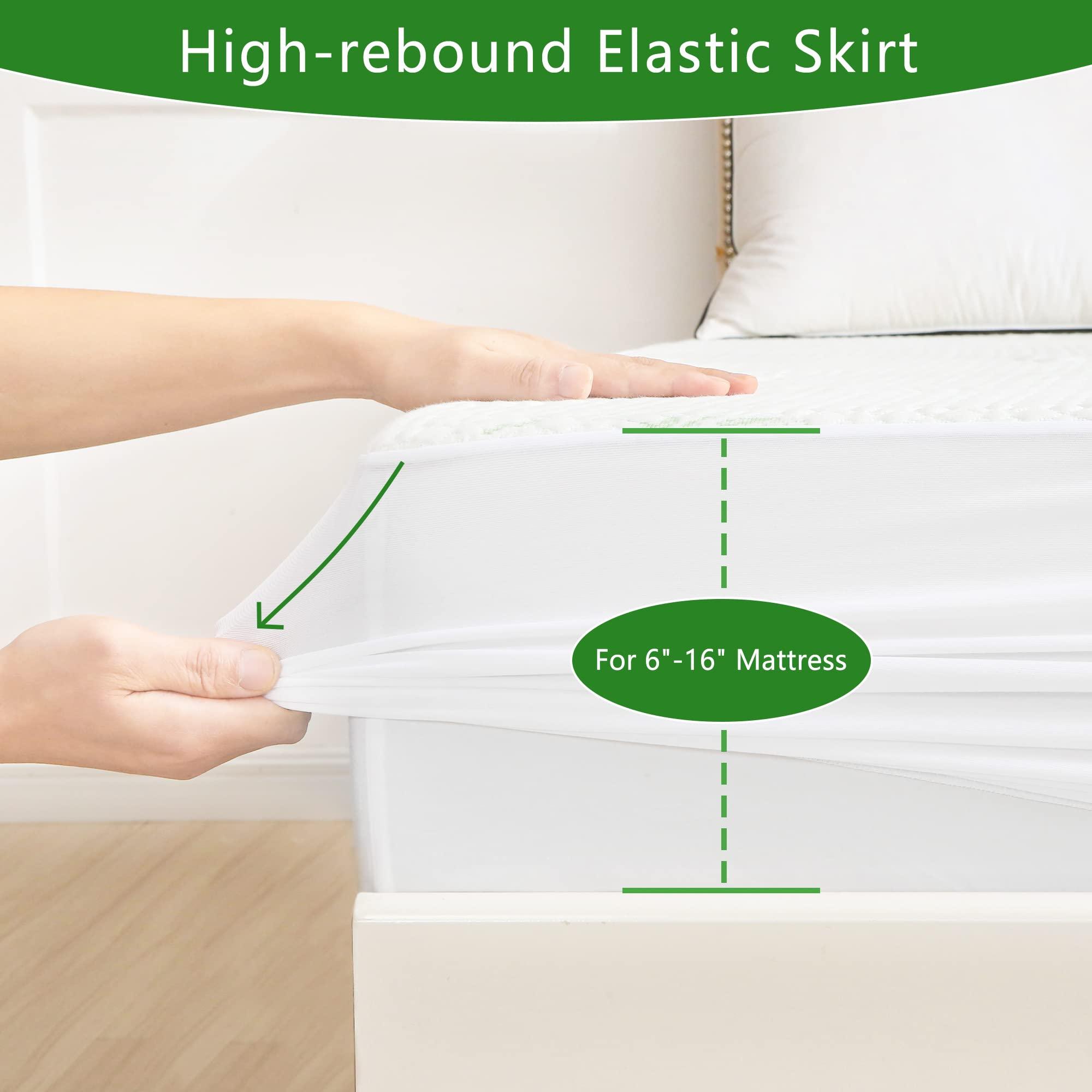 GOONIK GOONIK Full Size Mattress Protector with 4 Straps, Waterproof Full Size Mattress Pad Cover with 6-16 inches Deep Pocket