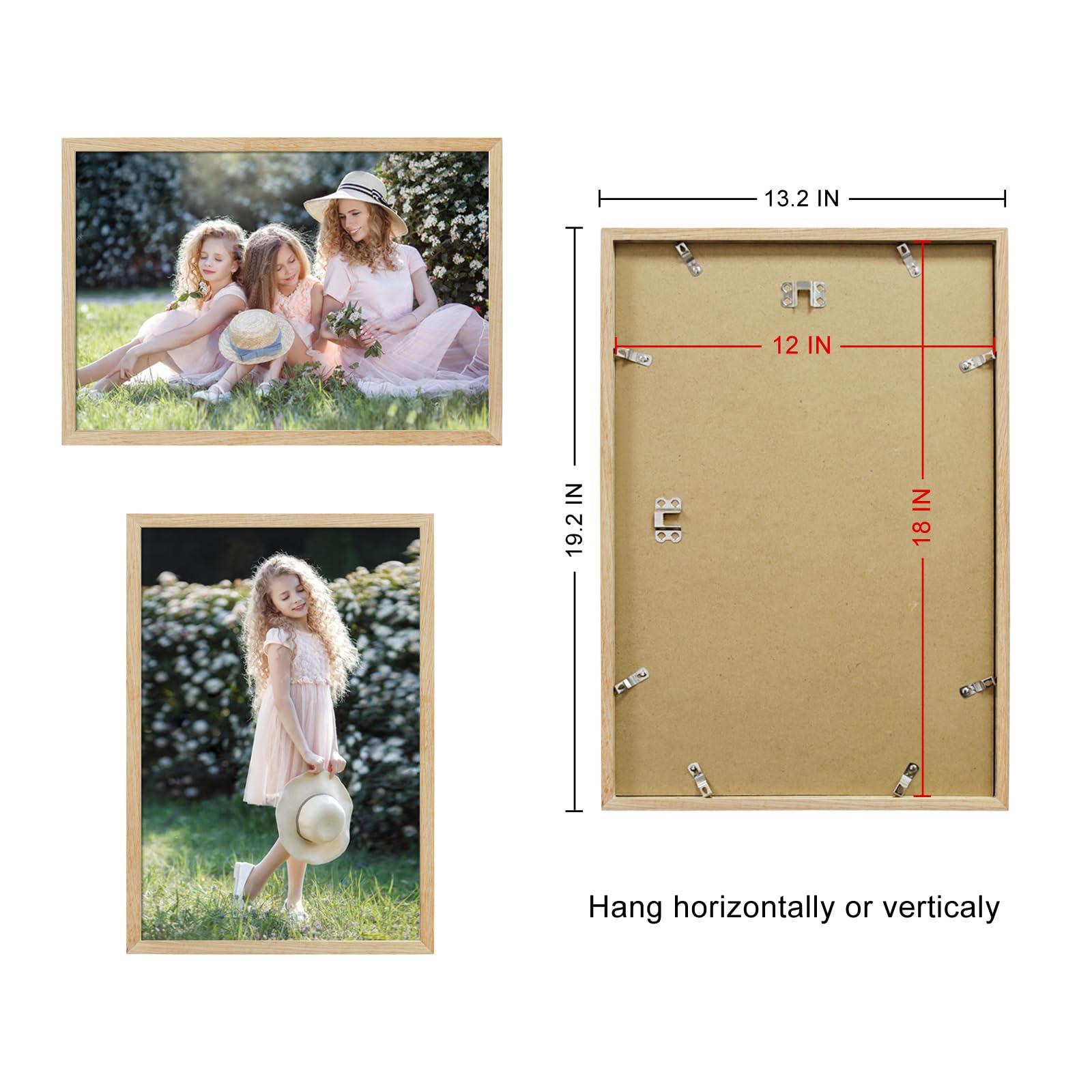 QTART QTART 12X18 Picture Frame, 12x18 Frame Natural Oak Wood Poster Frame for Photo Wall Mounting Tabletop Display, 12 by 18 Picture Frames,1 Pack