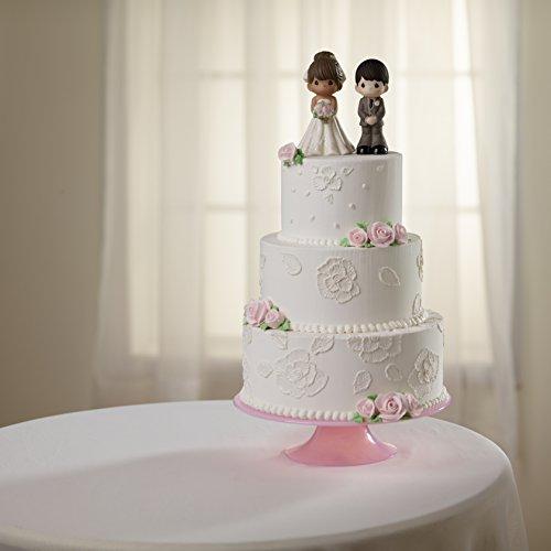 Precious Moments Precious Moments Perfect Couple Bride, Brunette Hair With Medium Skin Tone Bisque Porcelain Wedding Figurine & Cake Topper, 172065