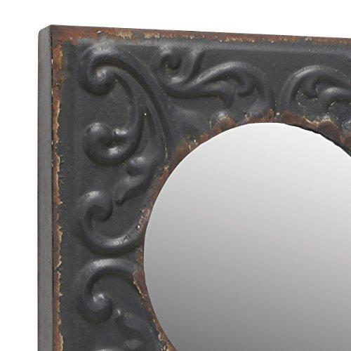 Stonebriar Stonebriar Round Mirror with Distressed Square Metal Tin Frame ; Industrial Wall Decor ; Distressed Finish ; With Attached Wall Hanger
