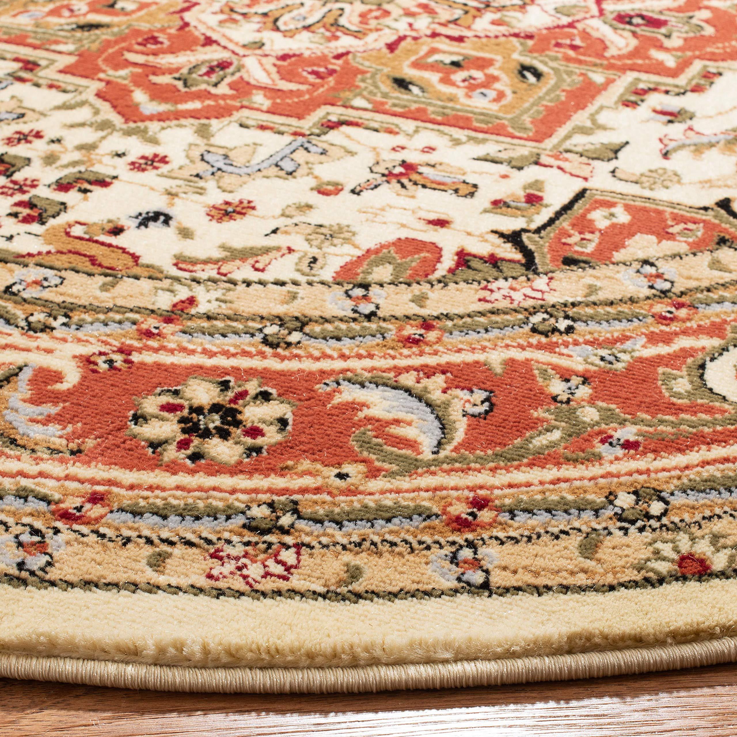 Safavieh SAFAVIEH Lyndhurst Collection Area Rug - 6' Round, Ivory & Rust, Traditional Oriental Design, Non-Shedding & Easy Care, Ideal for High Traffic Areas in Living Room, Bedroom (LNH330R)