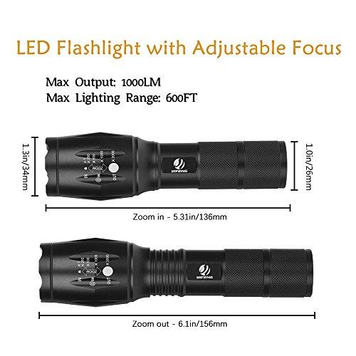 yIFeNG yIFeNG Tactical Flashlight Led Flashlight High Lumens S1000 - XML T6 Upgraded Flash Light Ultra Bright with Zoomable 5 Modes, Camping Accessories for Outdoor Emergency Gear (2 Pack)