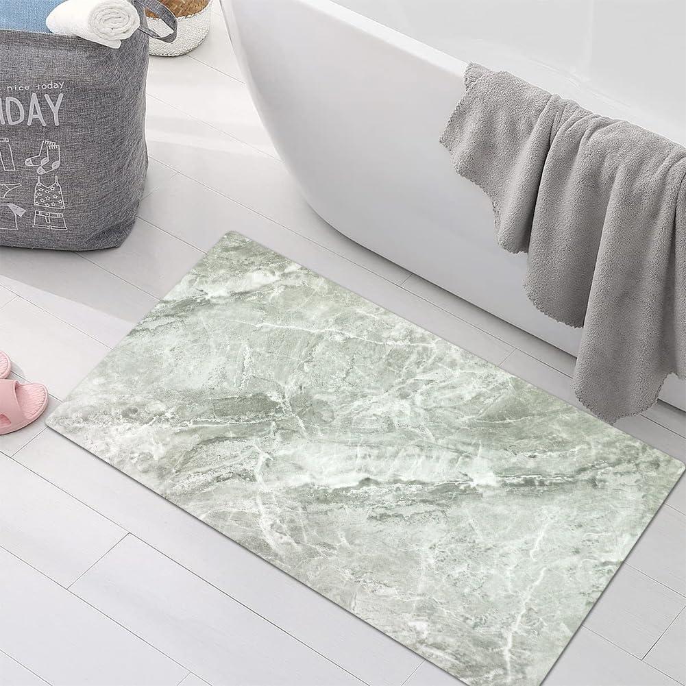 Griclner Griclner Non-Slip Bathroom Mat Rugs, Marble Bath Mat, Extra Absorbent Light Grey Bath Mat for Bathroom, Machine Wash Stone Bath Mat, Dry Fast Solid Super Absorbent Bath Mat (5\'x38\'Light Grey Marble)