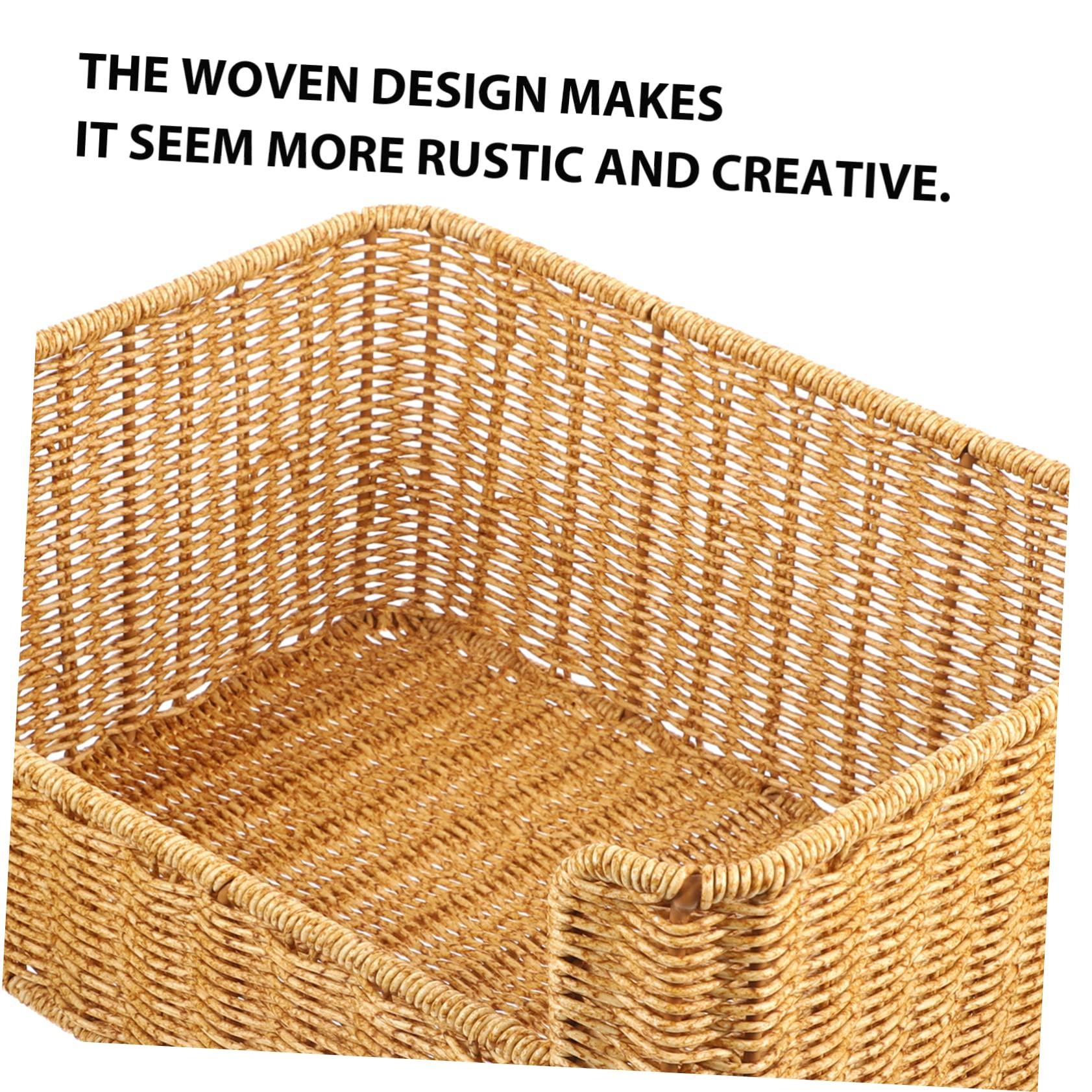 ABOOFAN ABOOFAN Natural Woven Baskets Weaved Basket Wicker Storage Desk Sundry Organizer Storage Basket Woven Book Basket Chic Sundry Basket Sundries Holder Wicker Shelf Basket Imitation Rattan