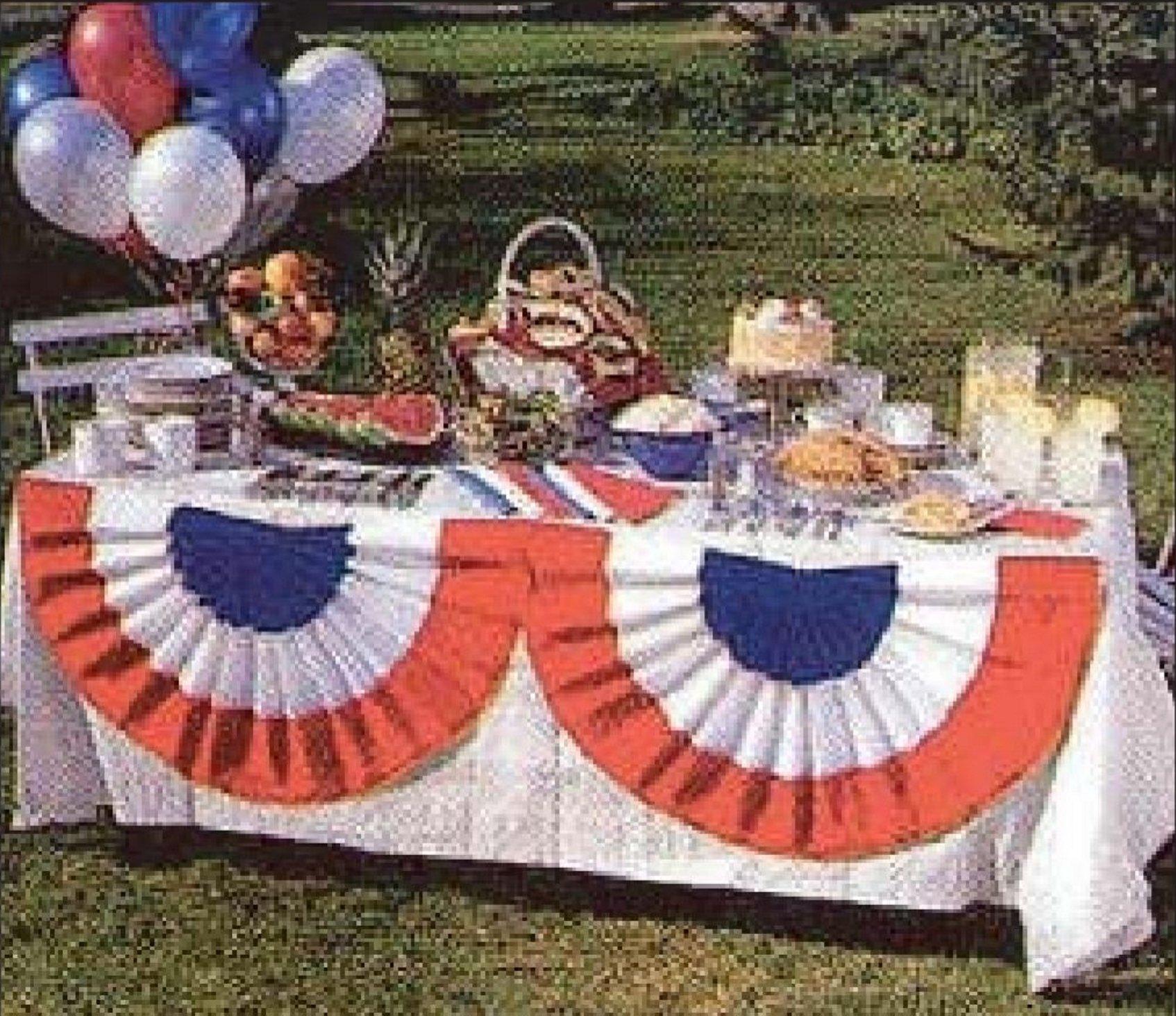 Tablemate Table-Mate 4 X 8 Red, White & Blue Non-Woven Fabric Fan Drapes With Grommet Holes