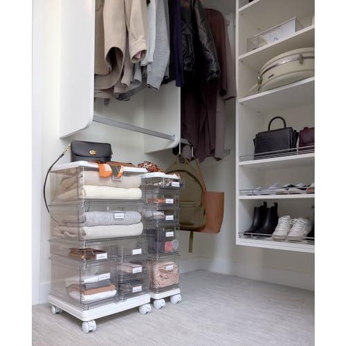 iDesign iDesign The Sarah Tanno Collection Large 7-Drawer Stacking Cosmetic Organizer Cart, Clear/White