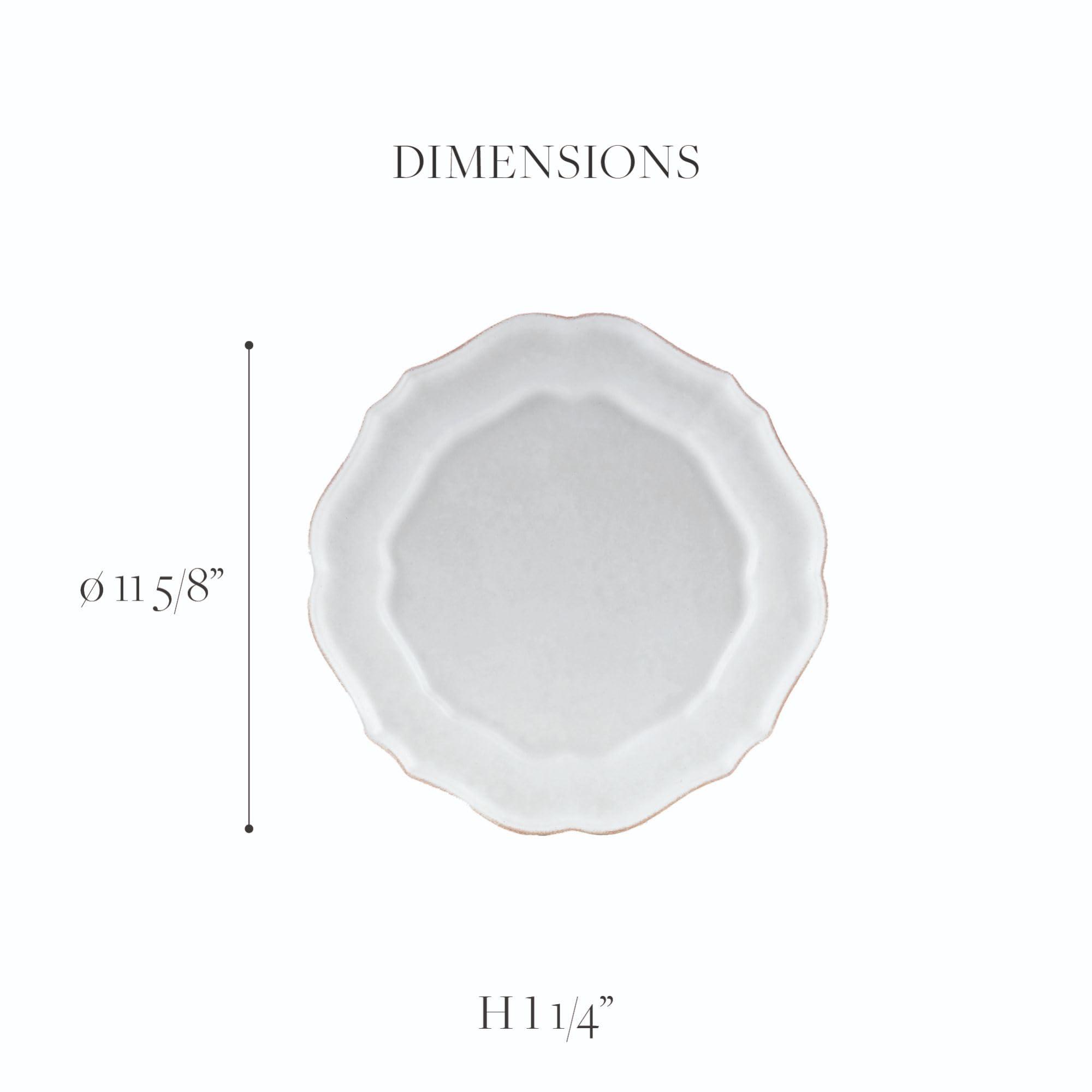 Casafina Casafina Ceramic Stoneware 11\'\' Dinner Plate - Impressions Collection, White | Microwave & Dishwasher Safe Dinnerware | Food Safe Glazing | Restaurant Quality Tableware