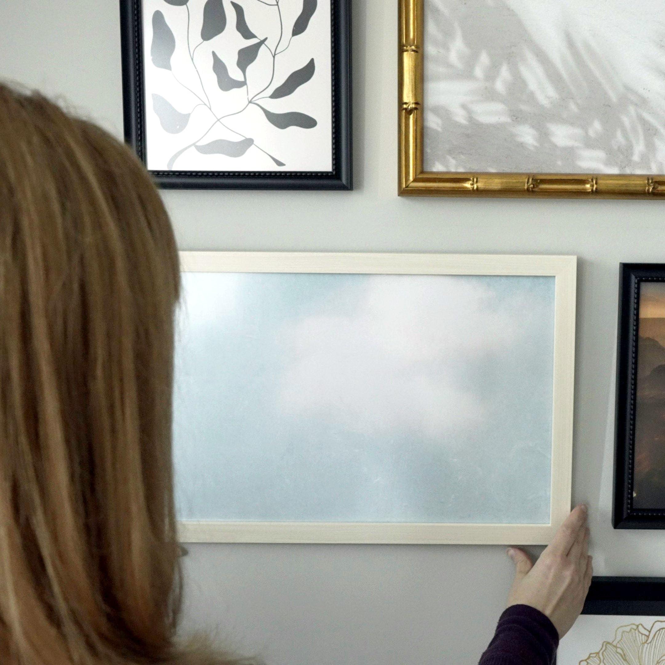 CountryArtHouse CountryArtHouse 43x15 Frame White Wash Solid Wood Picture Frame | 0.8125 Inch Moulding Width | Includes UV Acrylic Plexiglass, Acid Free Foam Board Backing and Hanging Hardware