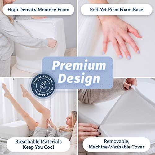 Abco Tech Abco Tech 8in Leg Elevation Pillow with Memory Foam Top - Elevating Leg Rest to Reduce Swelling, Back, Hip, and Knee Pain - Leg Support Pillow to Elevate Feet while Sleeping, Reading - Washable Cover