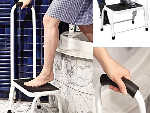 Freshnewlooks Safety Step Stool with a Handrail for Support, Lightweight and Portable, Steady and Stable, Includes a Non-Slip Step Surface, Platform Size: L10 x W15 x H10, Handrail Height: 35in