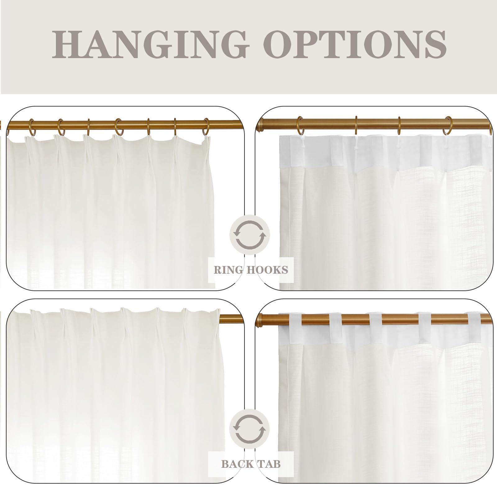 DotheDrape DotheDrape Pinch Pleated Curtains, Light Filtering Pinch Pleat Linen Curtains for Bedroom, Living Room, 72 Width 88 Inch Long 1 Panel, Beige White