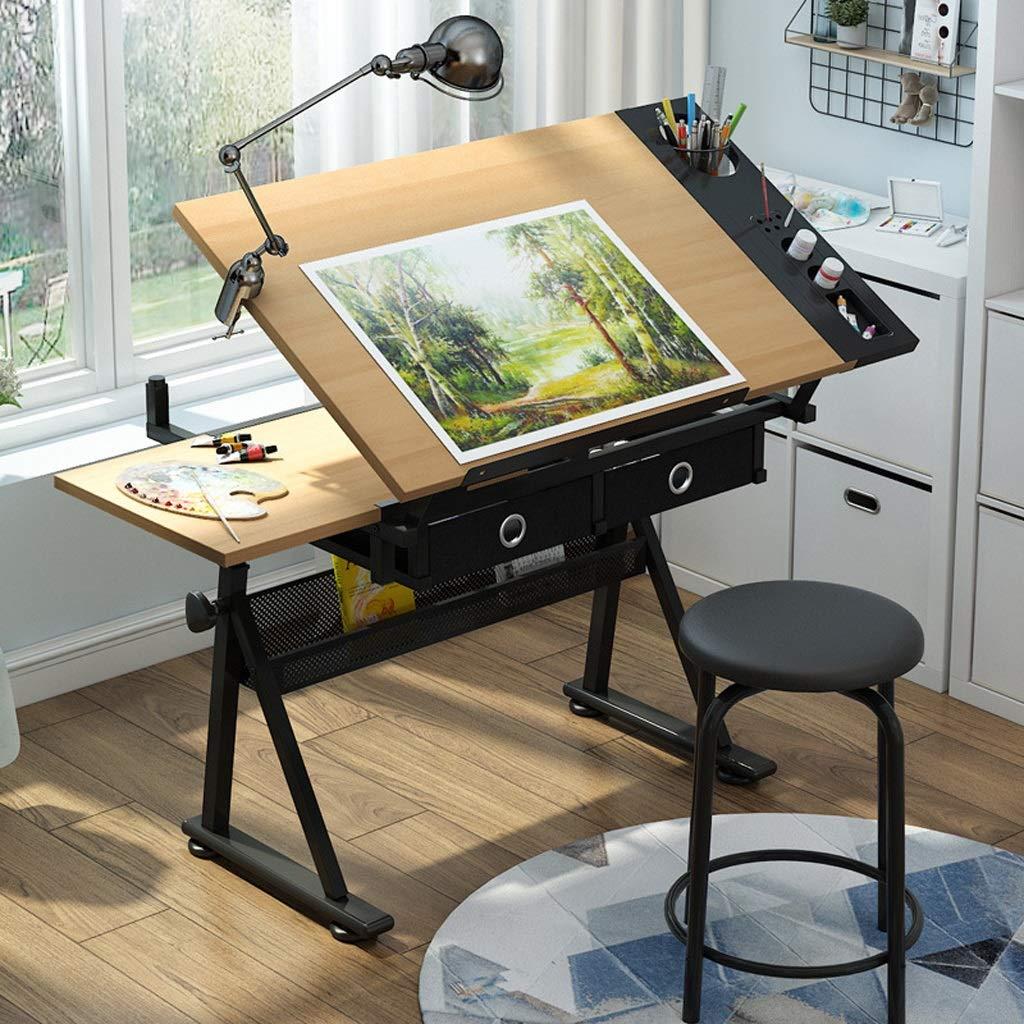 ZAYEN ZAYEN Drafting Desk, Drafting Table with Storage, Height Adjustable Tiltable Art Desk, Glass Panel Drawing Desk, for Work Study Painting Craft Table