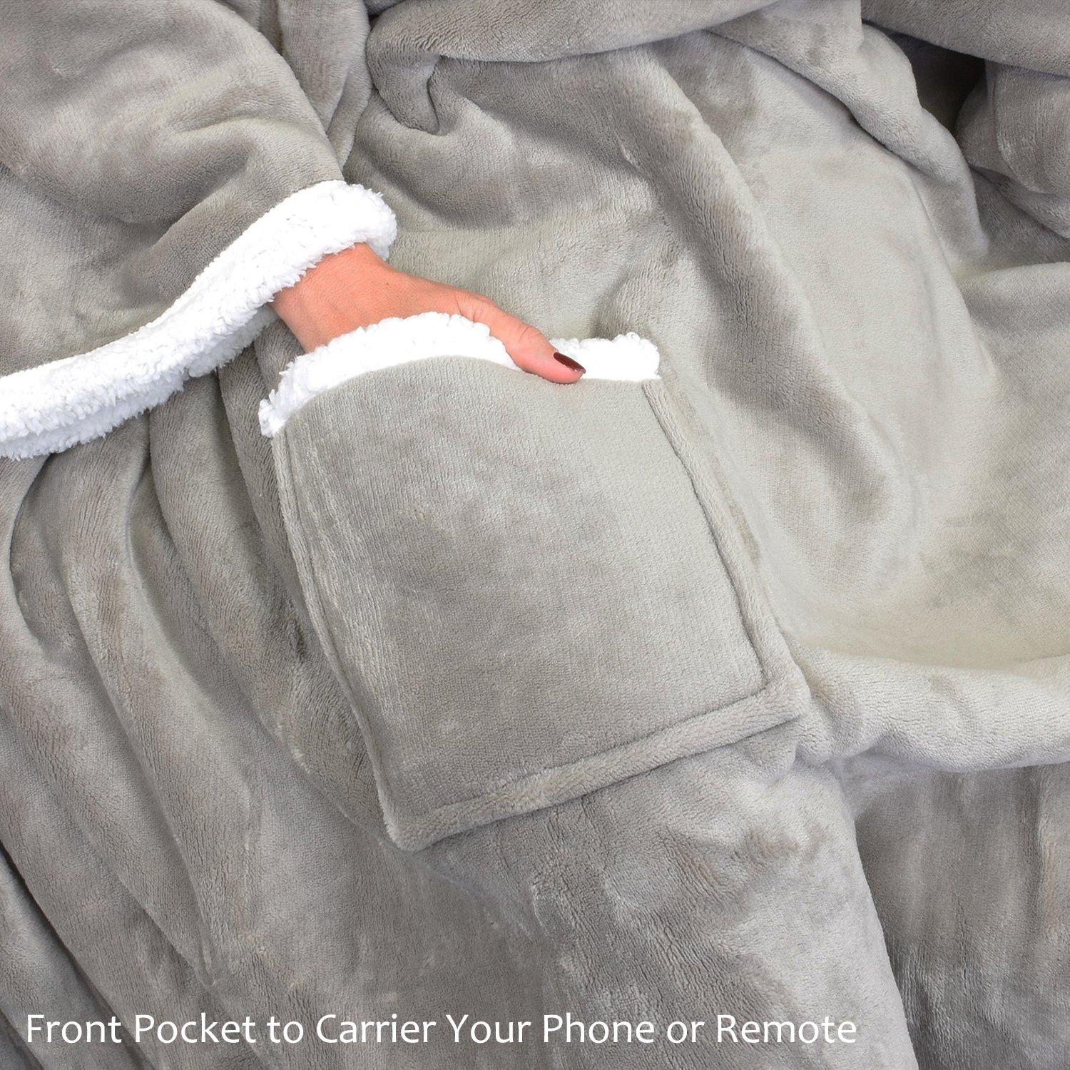 Catalonia Catalonia Sherpa Wearable Blanket with Sleeves Arms, Comfy Sleeved TV Wrap Blanket, Large Snuggly Throw for Women and Men, Gift for Her