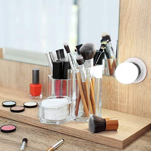 Relaxdays Relaxdays 3-PC Holder, Organizer for Cosmetic Brushes and Makeup Accessories, Small Acrylic Pen Cups, Transparent, 13.5 x 13 x 12 cm