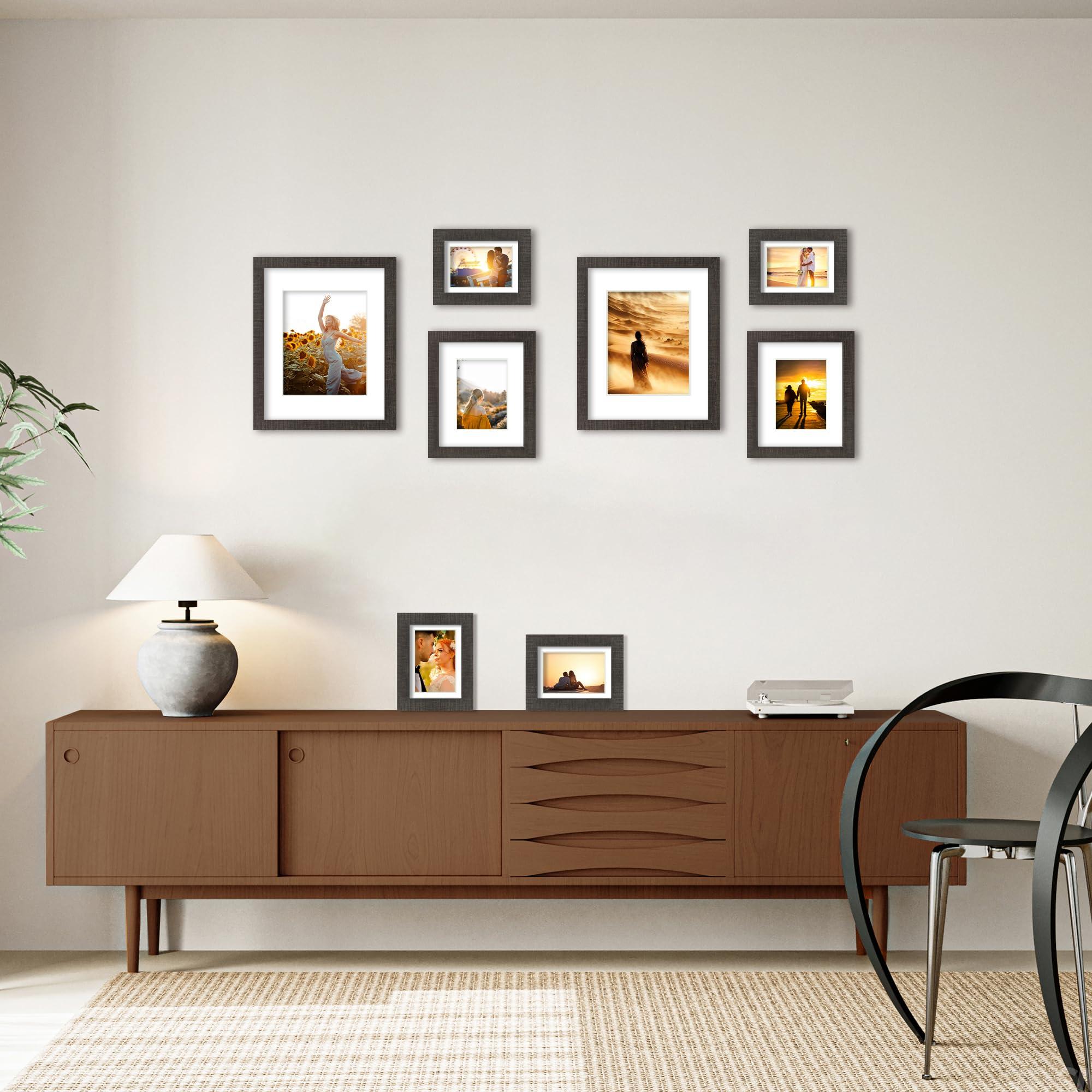 iRahmen iRahmen 11x14 Picture Frame Set of 2, HD Plexglass Picture Frames Display Poster 8x10 with Mat or 11 x 14 without Mat, Rustic Photo Frame for Poster Gallery Horizontal Vertical