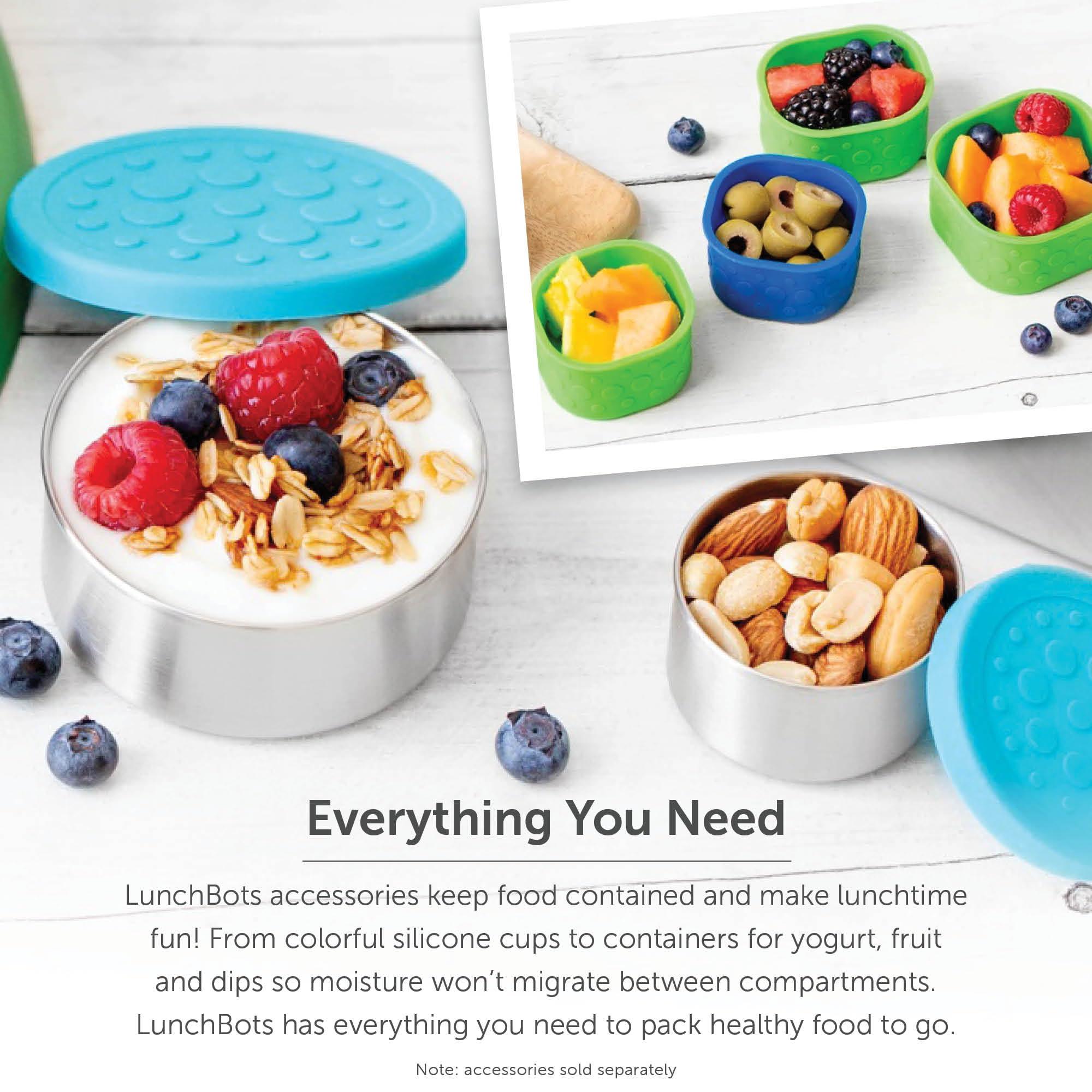 LunchBots LunchBots Large Trio Stainless Steel Lunch Container -Three Section Design for Sandwich and Two Sides - Metal Bento Lunch Box - Eco-Friendly - Stainless Lid - Aqua Dots