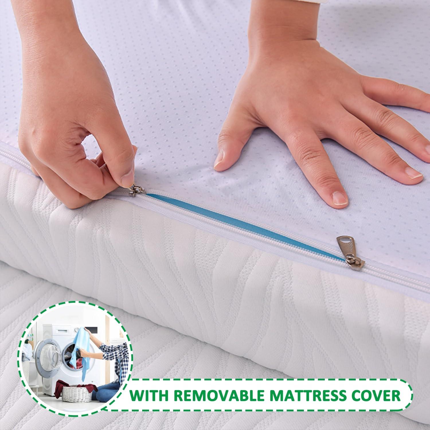 HomeLoft Basics Cooling Bed Mattress Topper,2.4/3.5In Thick Cooling Gel Memory Foam Mattress Pad,Queen Memory Foam Mattress Topper,Medium Firm Mattress Topper with Removable Soft Cover,Style 9cm,90x190cm