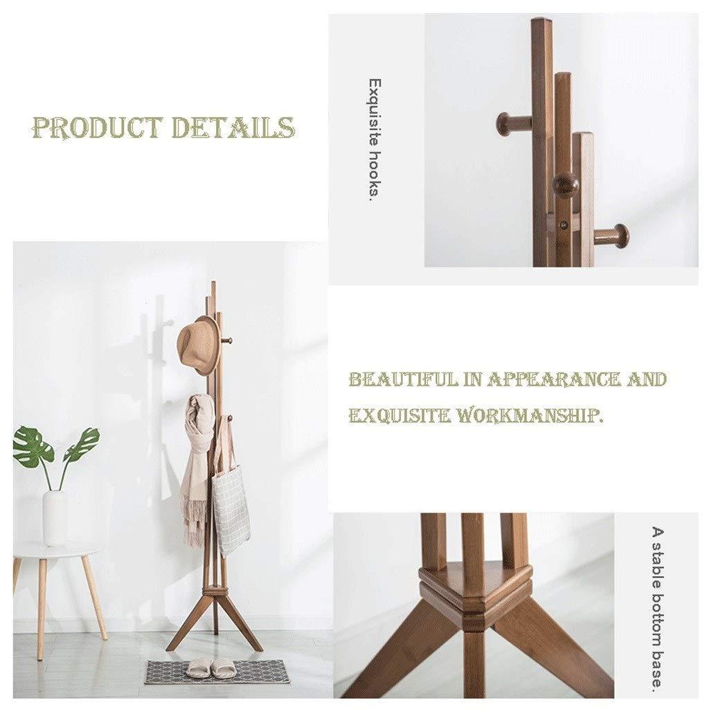 WQQ1196FFFFWAAAAA Coat Stand Bamboo Coat Rack Entrance Hall Simple Hanger Triangle Base Support and Rotatable Base for Storage Clothes Backpack Scarf Handbag (Brown) Free Standing Coat Stand