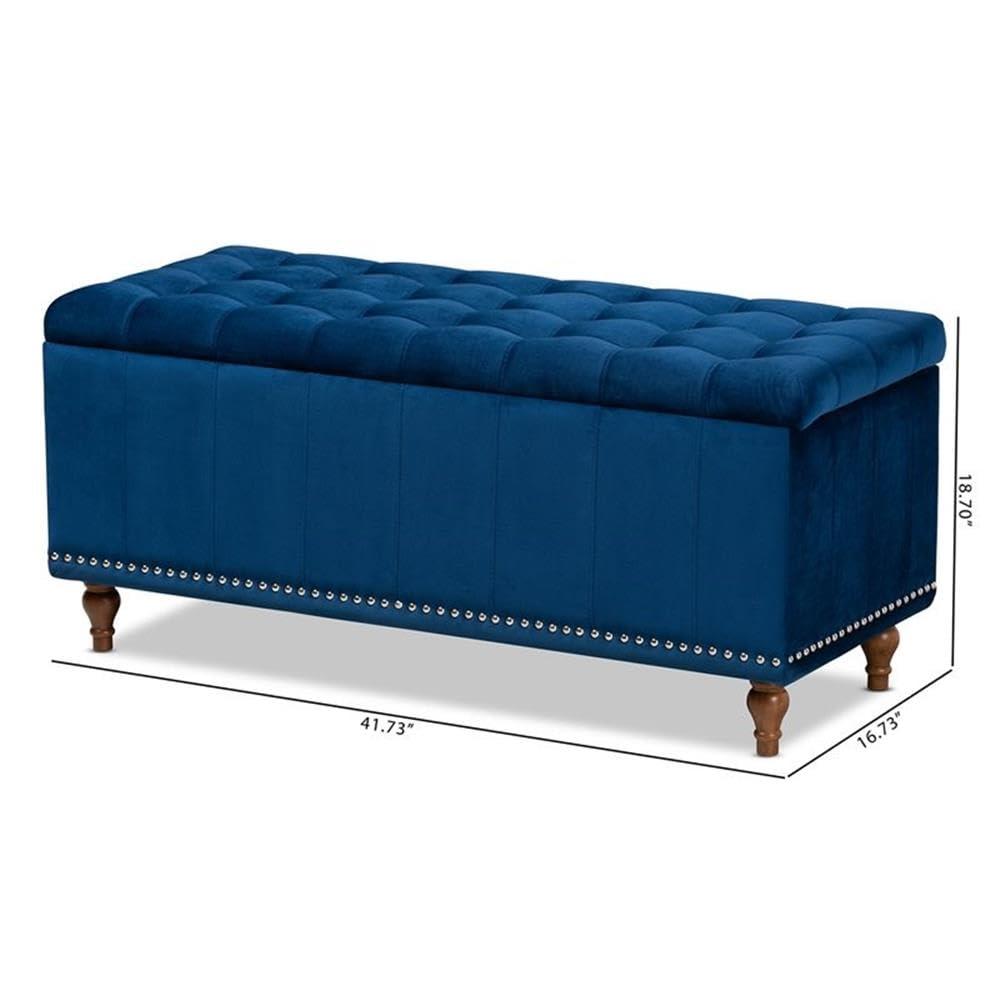 Baxton Studio Baxton Studio Kaylee Modern and Contemporary Navy Blue Velvet Fabric Upholstered Button-Tufted Storage Ottoman Bench