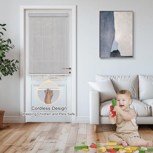 Sulugood Sulugood Light Filtering Blinds for Windows Cordless 5% Openness Solar Fabric Roller Shades Sheer and Glare Reduce Window Shades for Home Door Living Room Gray,28" W x 48" H