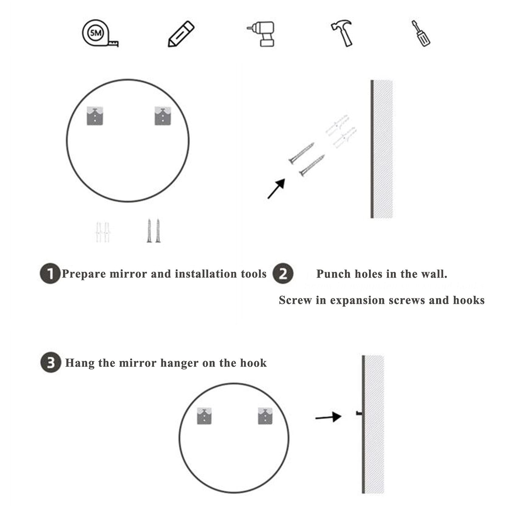 WXZX LED Round Mirror Bathroom Vanity Mirror Lighted Makeup Mirror with Lights and Magnifier Circle Moon Wall Mounted Mirror, Dimmable, for Washroom, Entryway, Living Room, Vanity Mirror and More