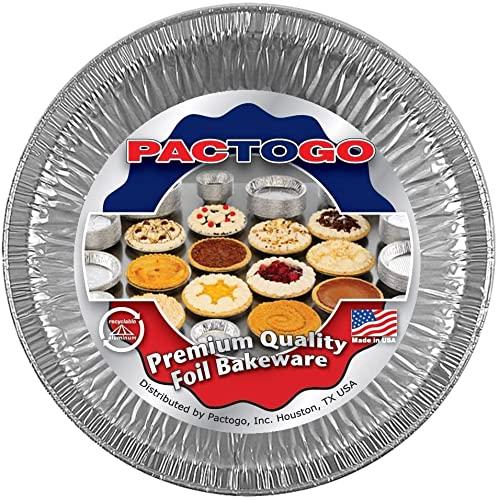 PACTOGO PACTOGO 9\" Aluminum Foil Pie Pans 1\" Medium Deep - Made in USA Disposable Tins (Pack of 50)