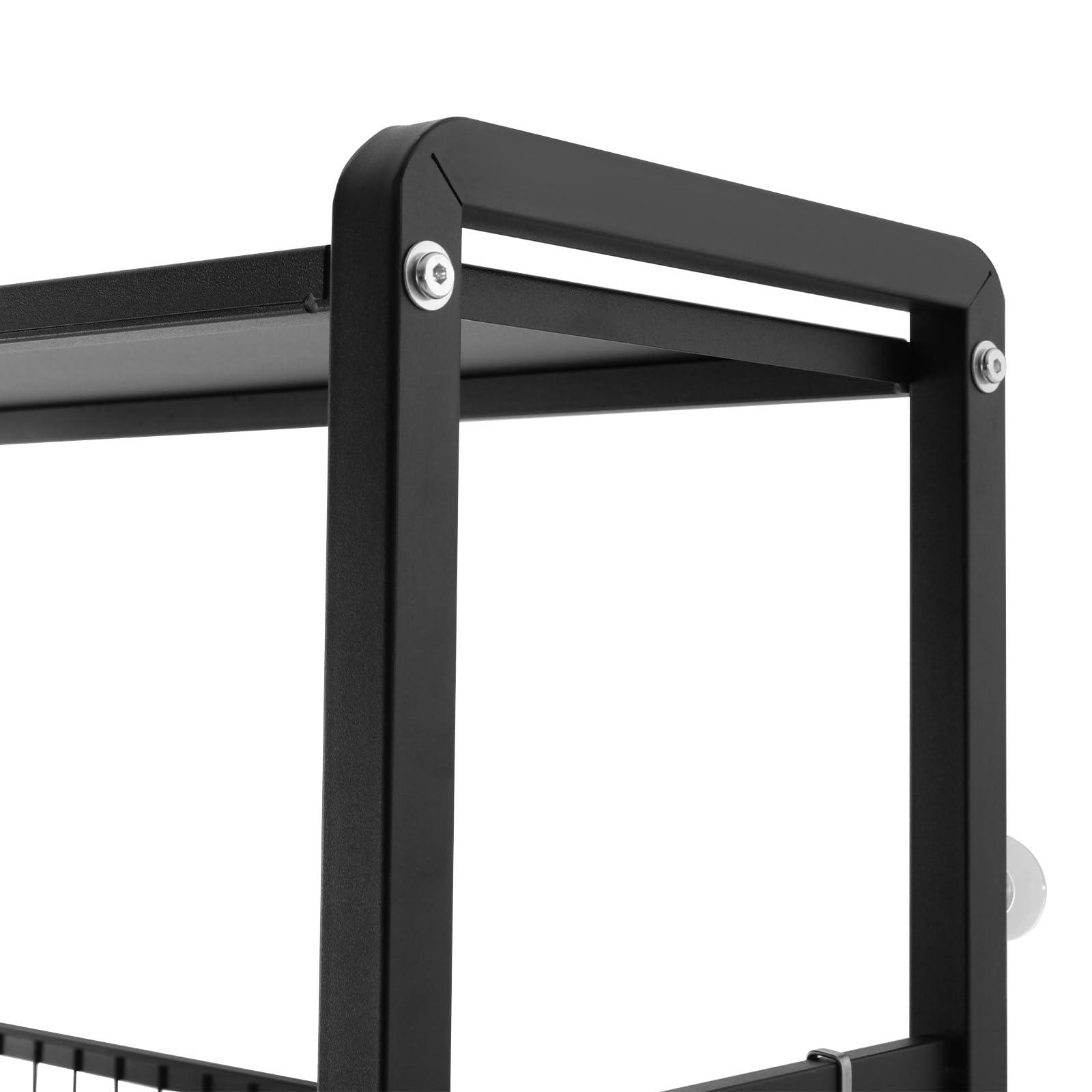 WXLTSGM WXLTSGM 3 Tier Washing Machine Shelf, Multifunctional Laundry Room Storage Shelf, Over Washer and Dryer Shelves Space Saving Organizer for Storing Paper Towels, Cleaning Supplies, Cosmetics (Black)