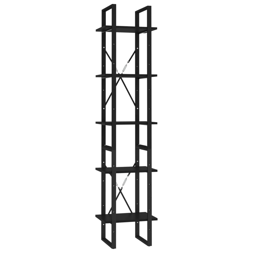 YUHI-HQYD 5-Tier Book Cabinet,Industrial Style Shelves,Plant Shelf,Modern Display Shelf,Magazine Rack,Assembly Required,Perfect for Aapartment,Loft,College Dorm Room, Black 15.7"x11.8"x68.9" Engineered Wood