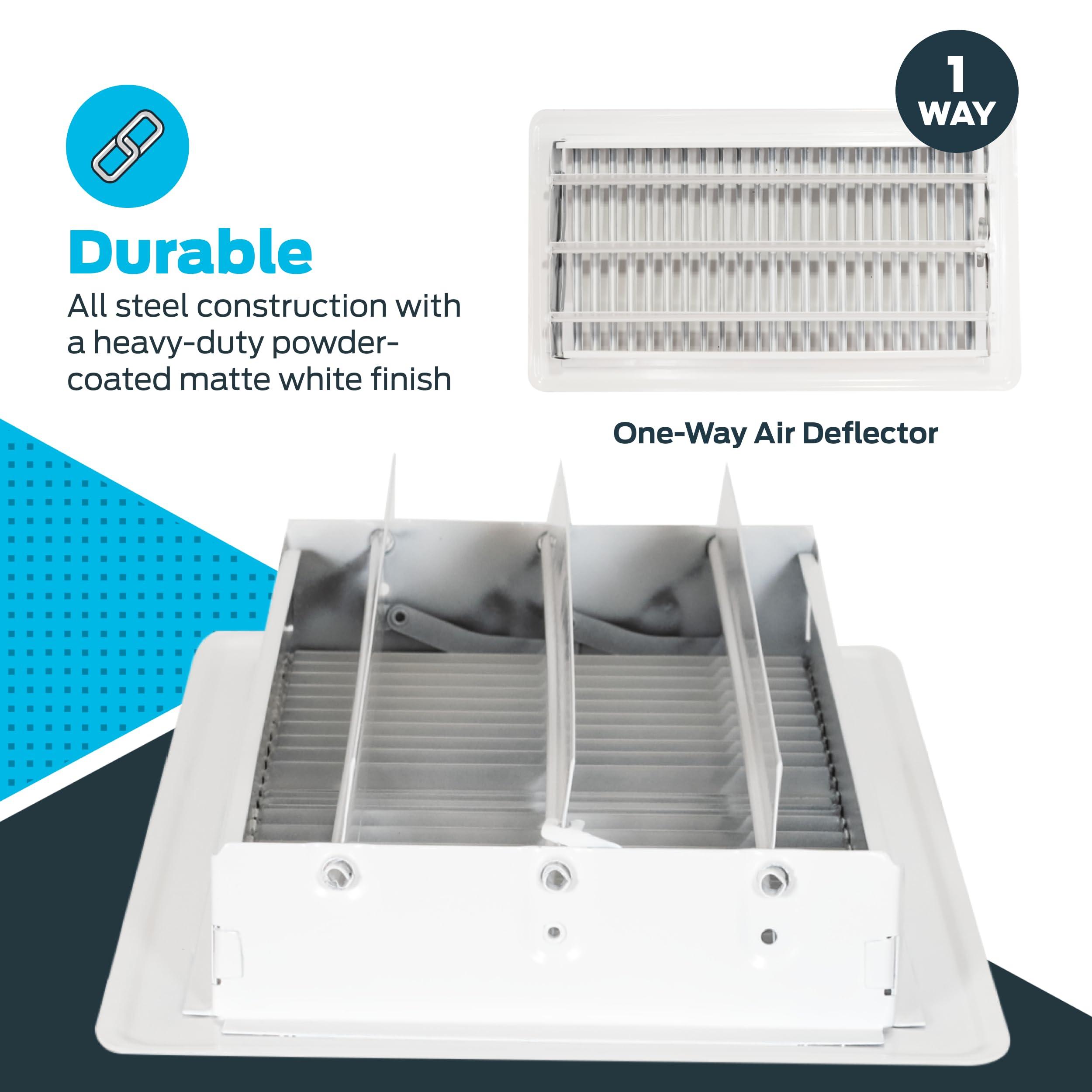 EZ-FLO EZ-FLO 6 x 12 Inch (Duct Opening) Floor Register Vent Cover, One-Way Ventilation Register Diffuser, Solid Steel HVAC Air Vent Cover, White, 61638