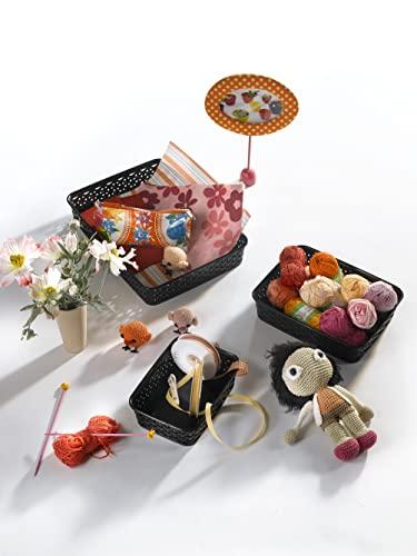 Curver Curver 203415 Rattan-Look Office Basket, A6 Size, Polypropylene, Chocolate, chocolate, 19,8 x 14,2 x 6 cm