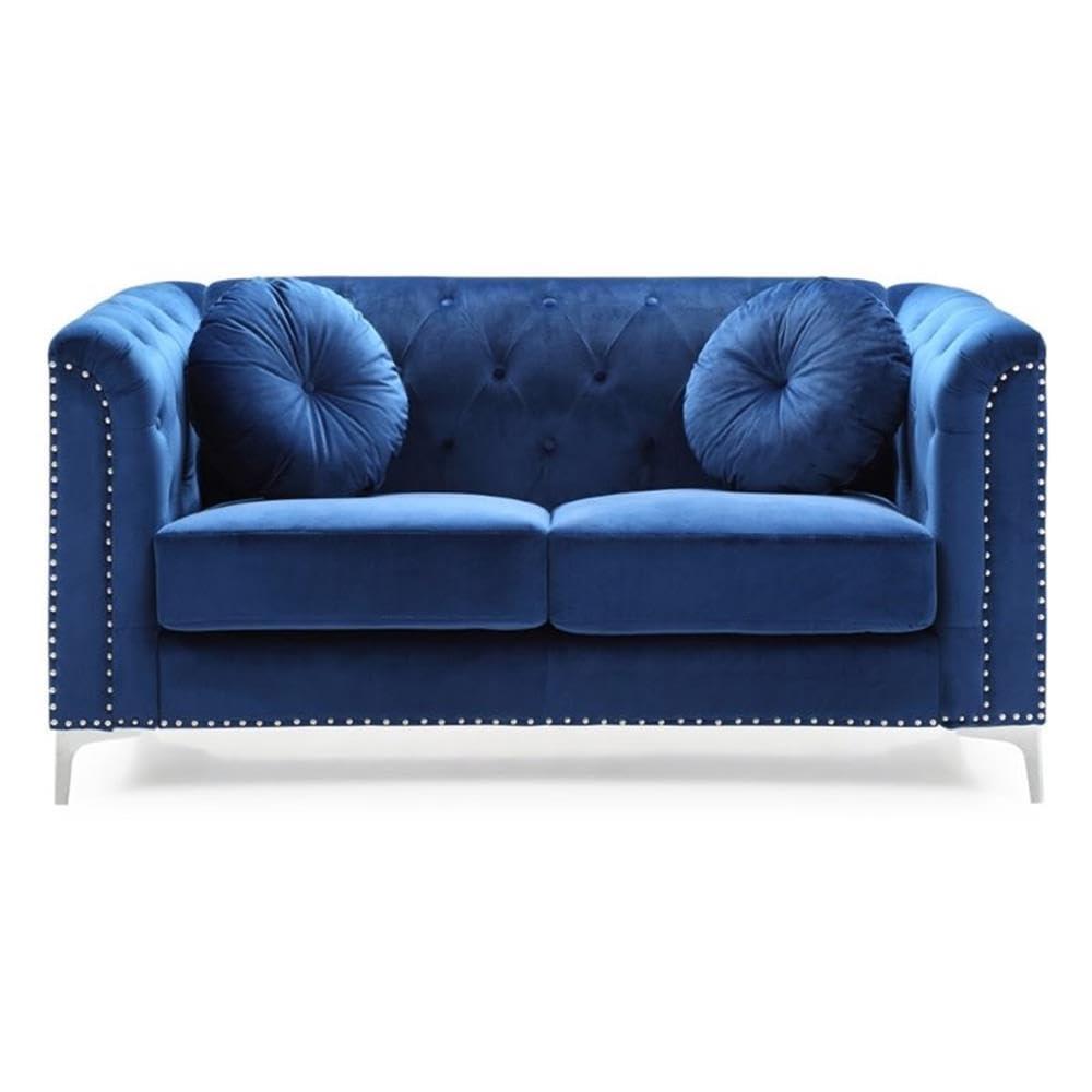 Glory Furniture Glory Furniture Pompano Velvet Loveseat in Navy Blue