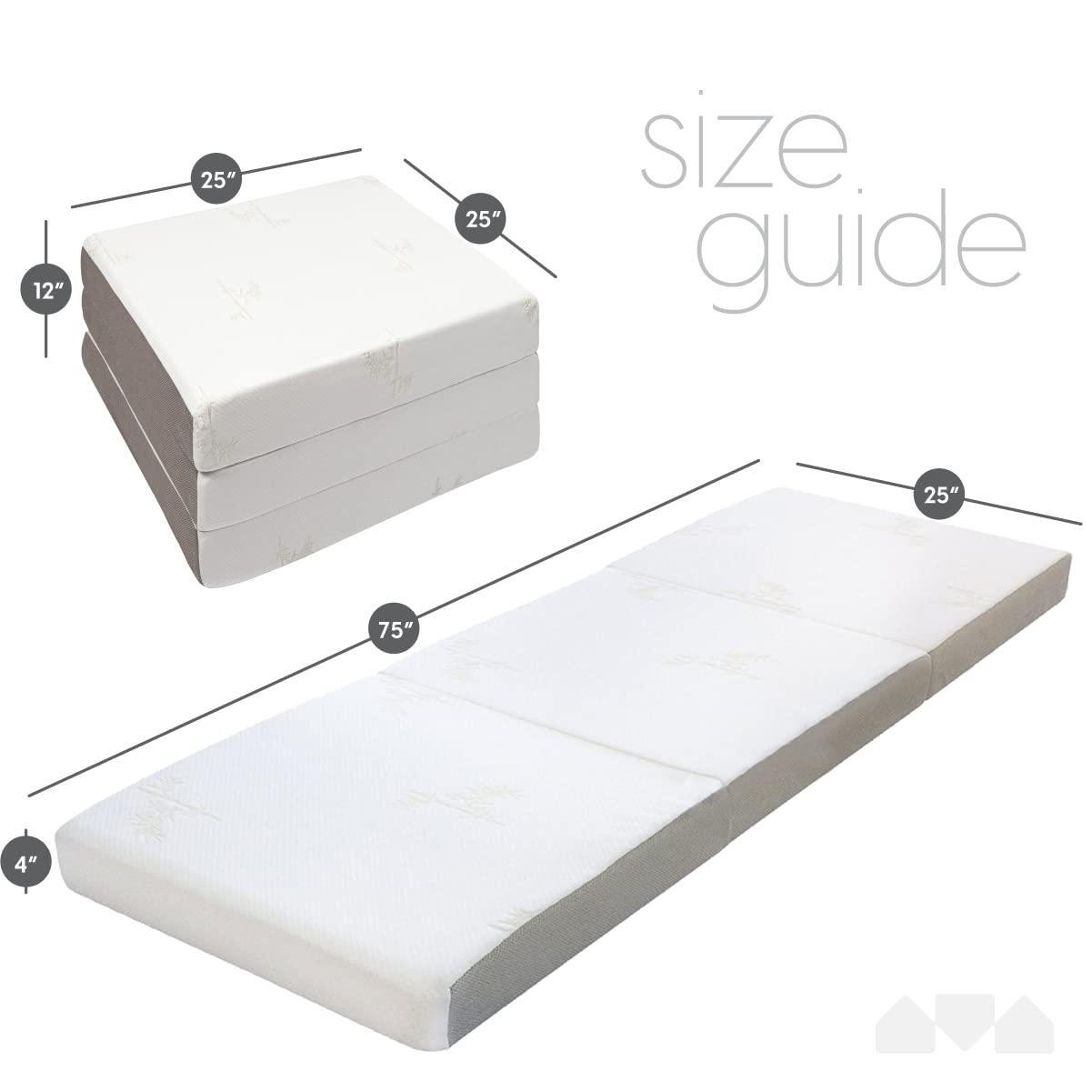 Milliard Milliard Tri Folding Mattress with Washable Cover Space Saver Single Size (75 inches x 25 inches x 4 inches)