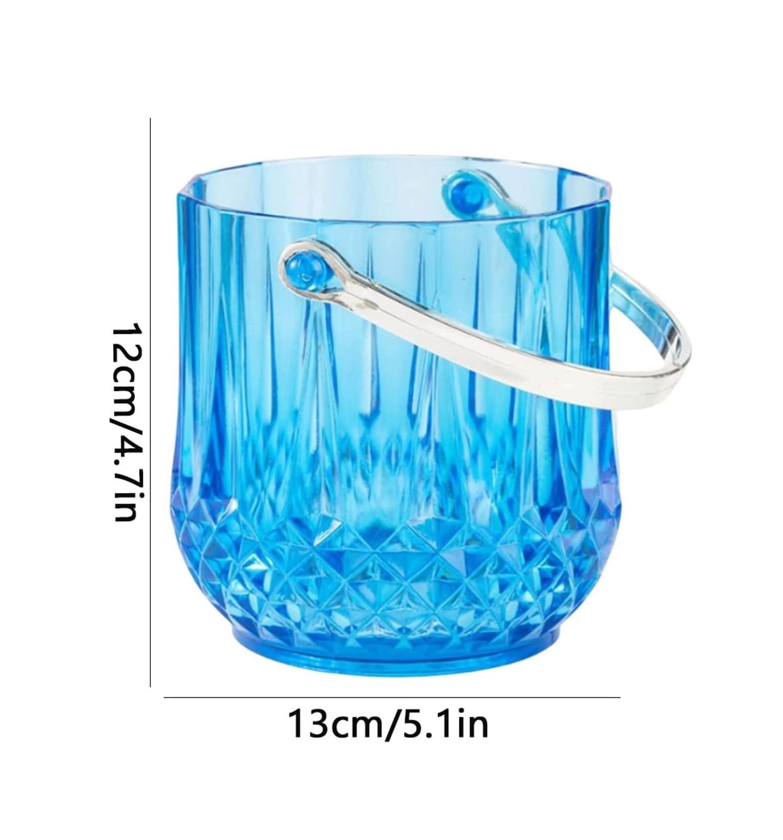 OXOAMP Ice Bucket MEGCI Plastic Ice Bucket with Handle Small Ice Bucket for Freezer Cocktail Chilling Beer Champagne Beer Cocktail Bar Party Beer Bottles (Color : Blue)