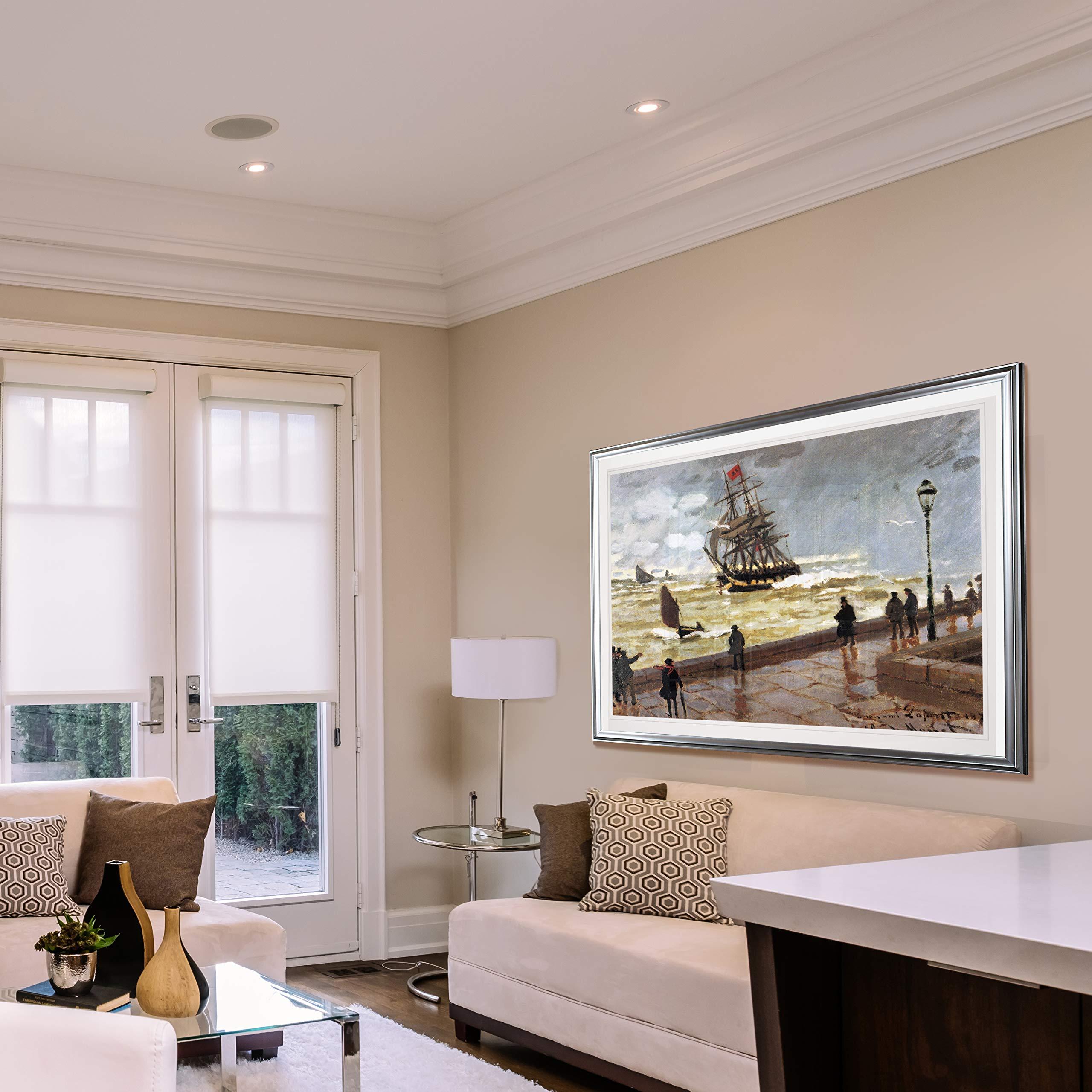 Monet Wall Art Collection Monet Wall Art Collection Jetty of le Havre in Bad Weather Fine Giclee Prints Wall Art in Premium Quality Ready to Hang, 24X34 Framed, Silver Frame