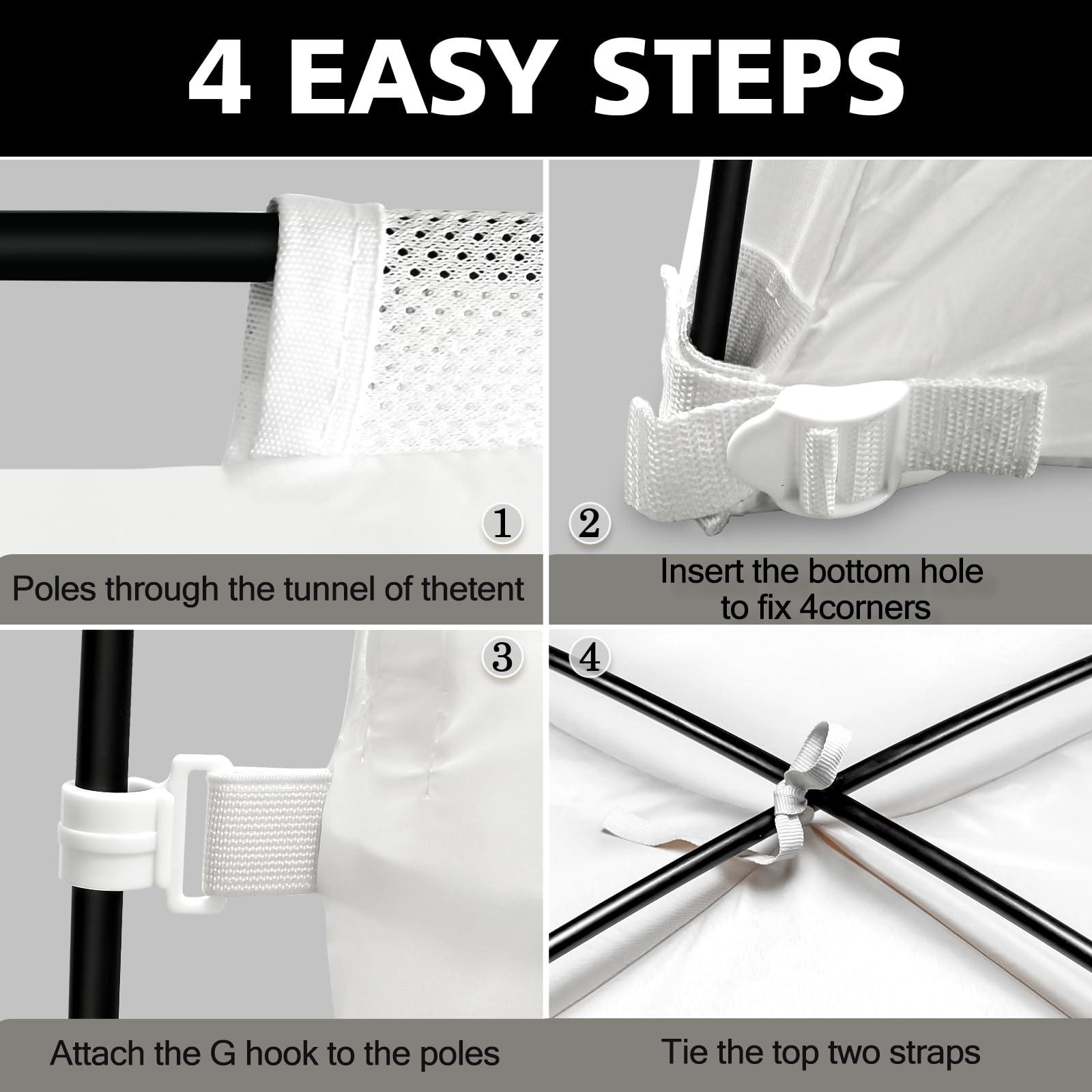 RIYDH RIYDH Bed Tent Bed Canopy Queen Size for Adult and Kids - Portable Sleeping Tents Indoor Dream Tents 70% Blackout with String Light 3 Doors Breathable Privacy Space Tents