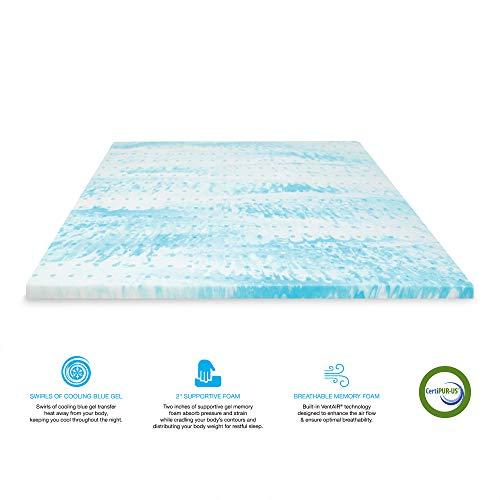 BioPEDIC BioPEDIC 2-Inch King Size Mattress Topper, iCOOL Tech and Gel Swirl Medium Plush Memory Foam Mattress Topper, CertiPUR-US Certified, White, King Size (80\" L x 76\" W x 2\" H)