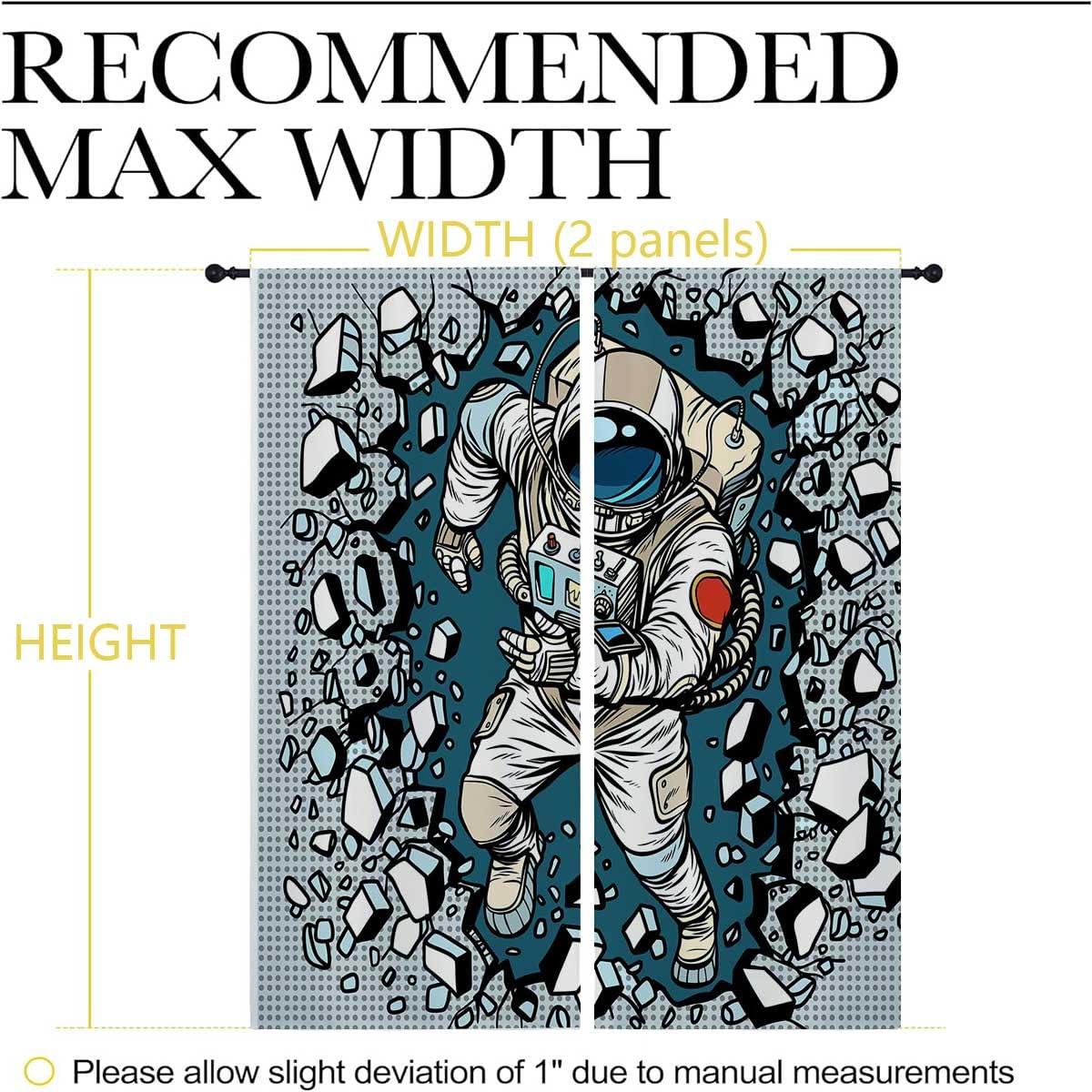 WHYATT Astronaut Large Window Curtains Cartoon Curtin Curtains for Door 63inch Width by 63inch Length