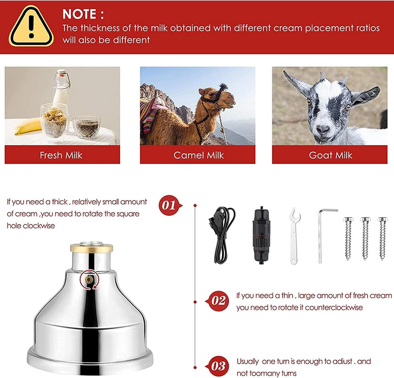 MaGiLL Commercial Electric Fresh Milk Cream Separator, 50L/H, Cream Thickness Adjustable, Milk Skimming Machine, Milk Centrifugal Separator for Sheep Milk, Goat Milk