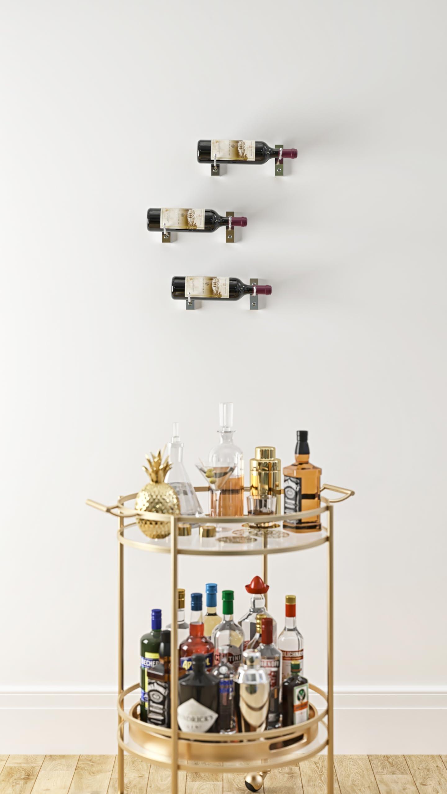 VintageView VintageView W Series Bottle Height Wall Mounted Metal Wine Rack (3 Bottles, Chrome Luxe)