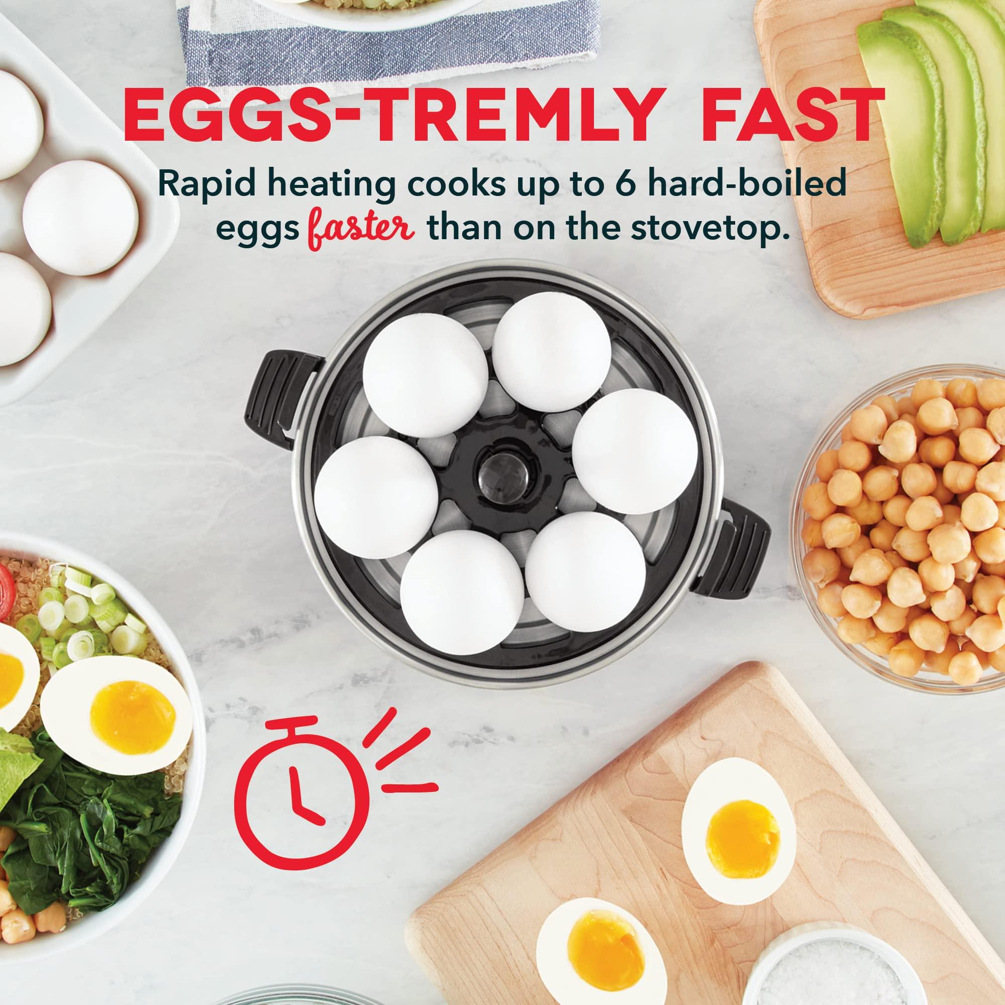DASH DASH Rapid Egg Cooker: 6 Egg Capacity Electric Egg Cooker for Hard Boiled Eggs, Poached Eggs, Scrambled Eggs, or Omelets with Auto Shut Off Feature - Black