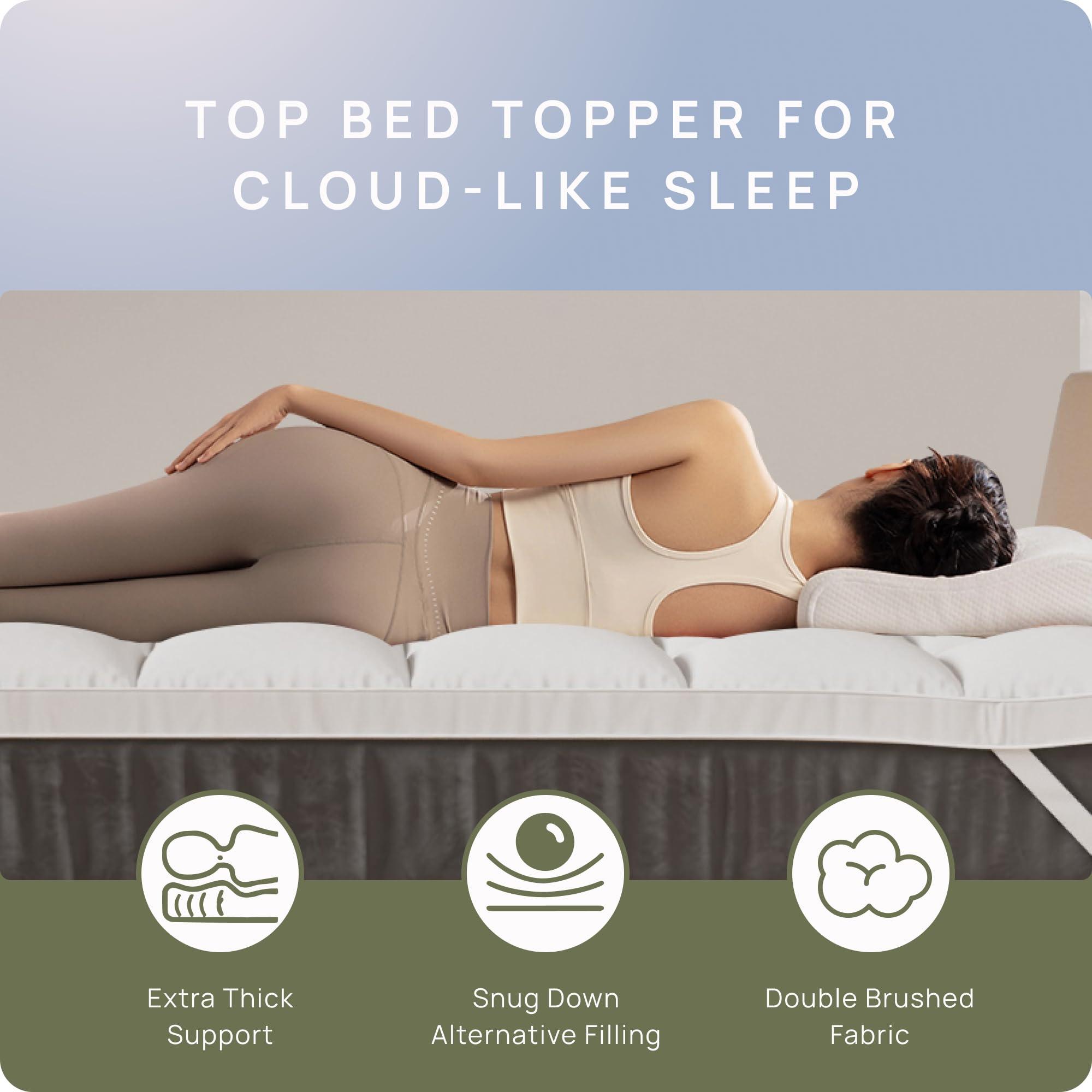 D & G THE DUCK AND GOOSE CO RV Short Queen Mattress Topper - Soft & Extra Thick Pillow Top for Camper Mattress Pad & Protector | Bed Topper for RV Camper Bed, Pop Up and Trailer