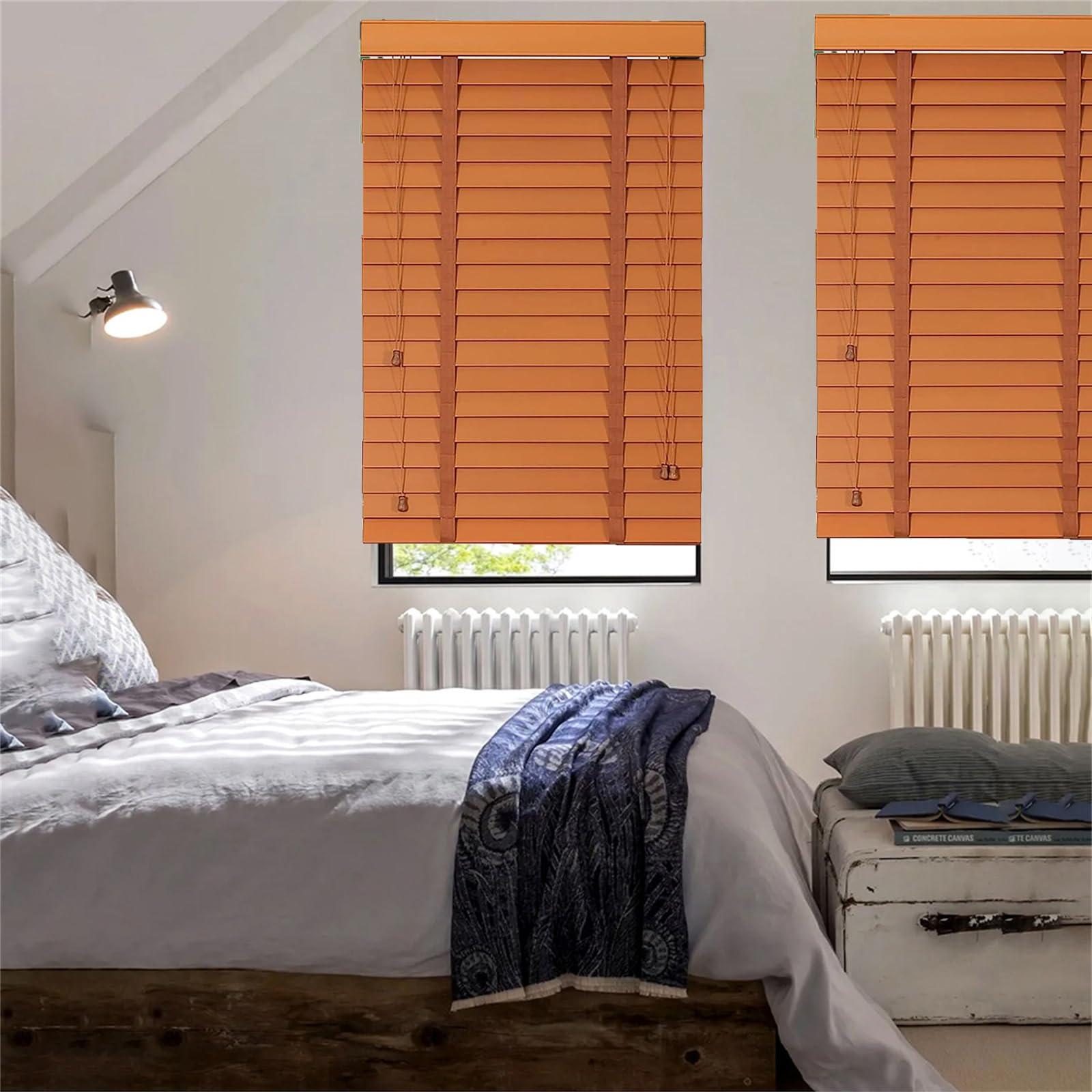 LCBDYLR Venetian Blinds Wooden,Faux Wooden Blinds,Venetian Blinds for Windows,Solid Wood Blinds, Blackout/Heat Insulation Solid Wood Venetian Shades, Privacy Curtain Shutters, Easy to Install Blinds