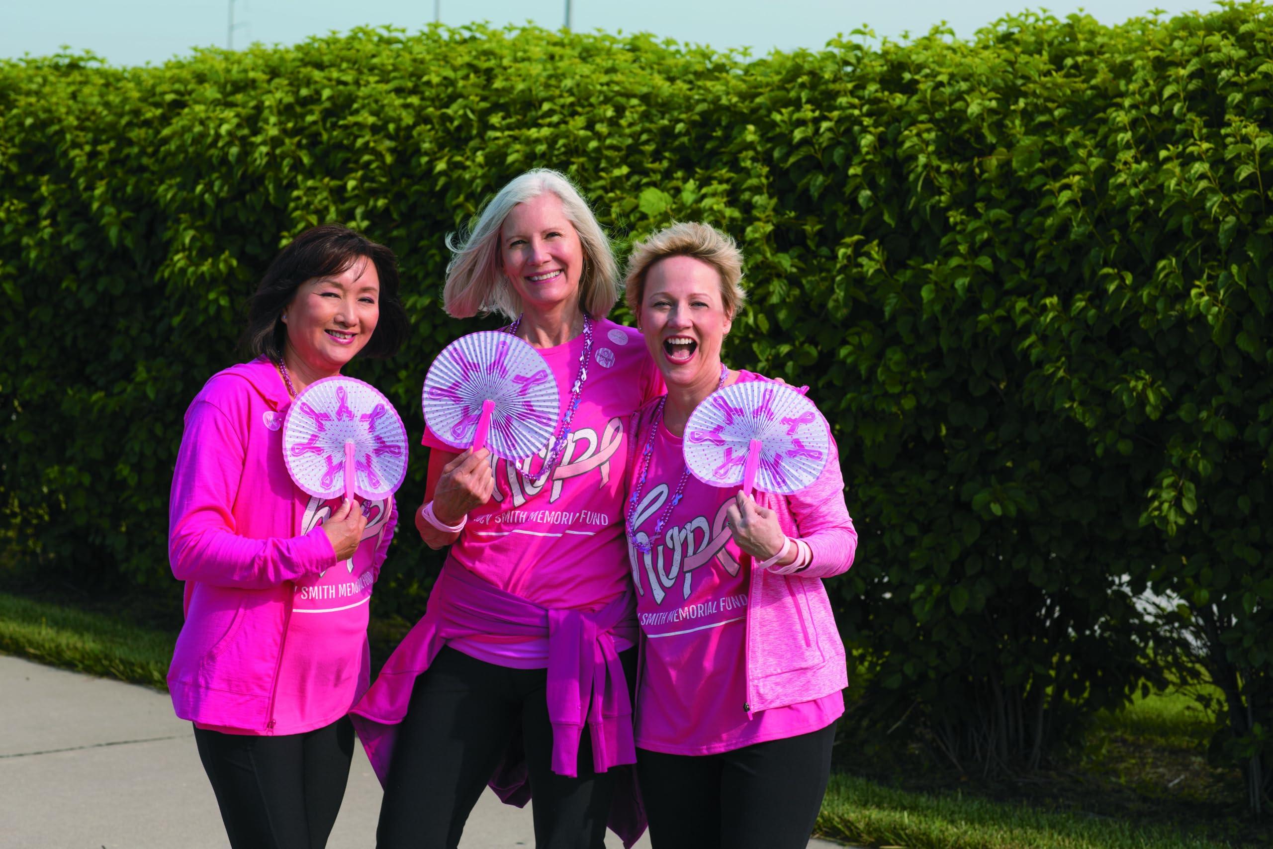 Fun Express Breast Cancer Awareness Folding Hand Fans - 12 Pieces - Pink Ribbon Supplies