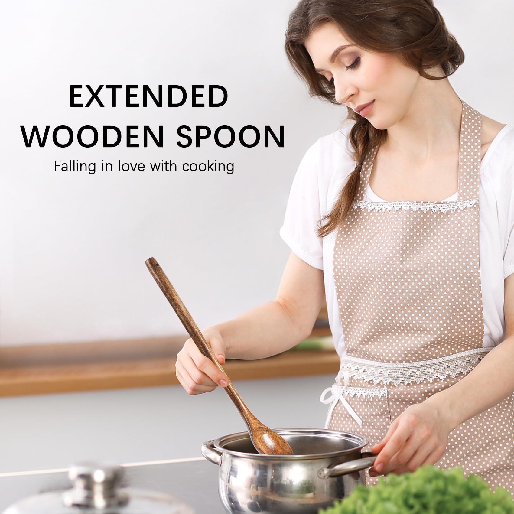 Hefild Hefild 6.7inch 6PCS Wooden Spoons for Honey and 13inch 3PCS Large Wooden Spoons for Cooking