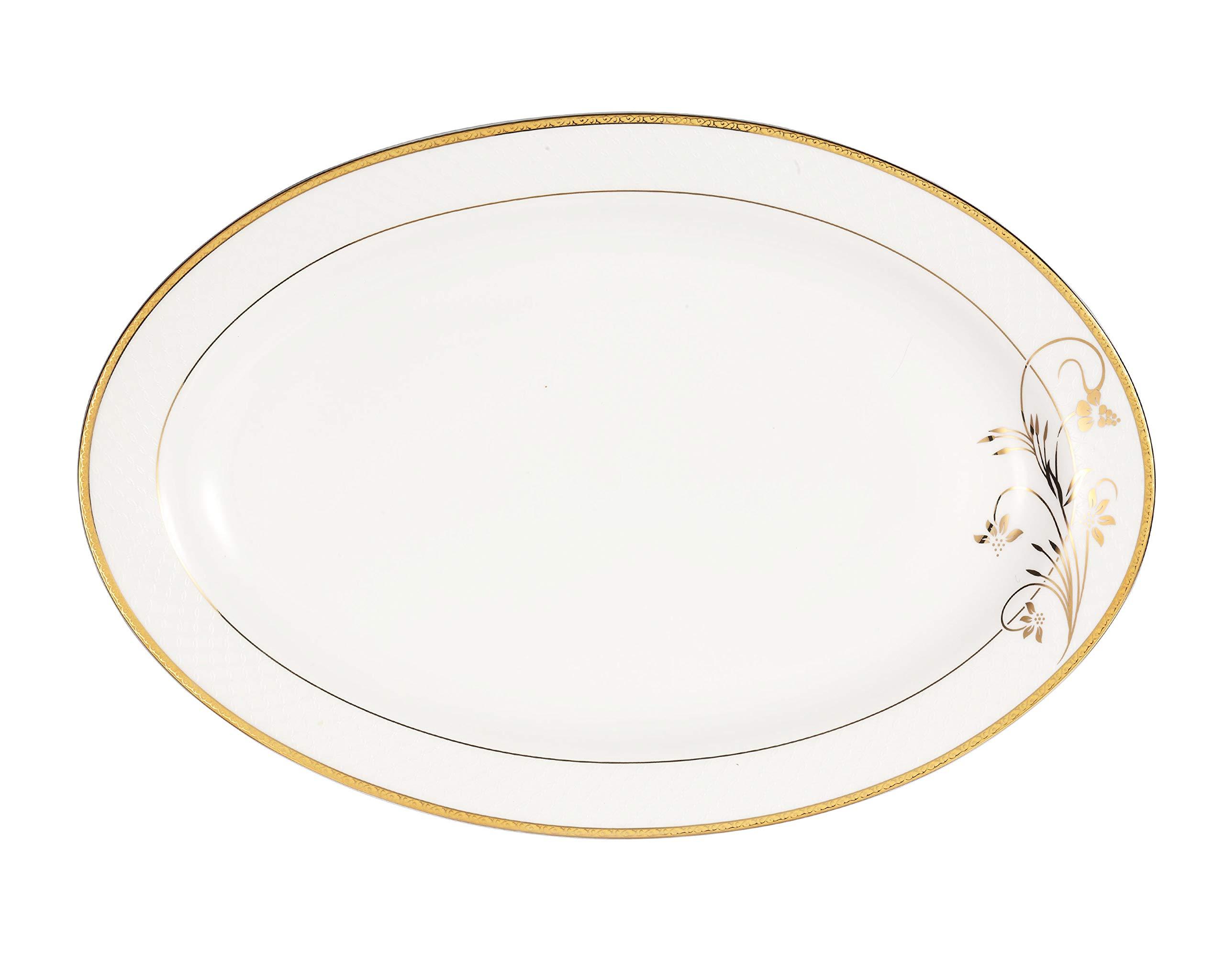 Lorren Home Trends Lorren Home Trends La Luna Bone China 57-Piece 24K Gold Floral Design Dinnerware Set, Service for 8
