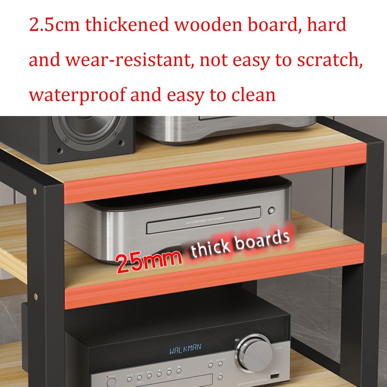 SHYP Desktop TV Box Cabinet, 3-Tier Media Stand Audio Rack Stand Tower CD Player Stand Stereo Shelf Modern AV Component Cabinet with Wooden Shelves for Home/Office/Theater (Color : A, Size : 45x35x35.5cm