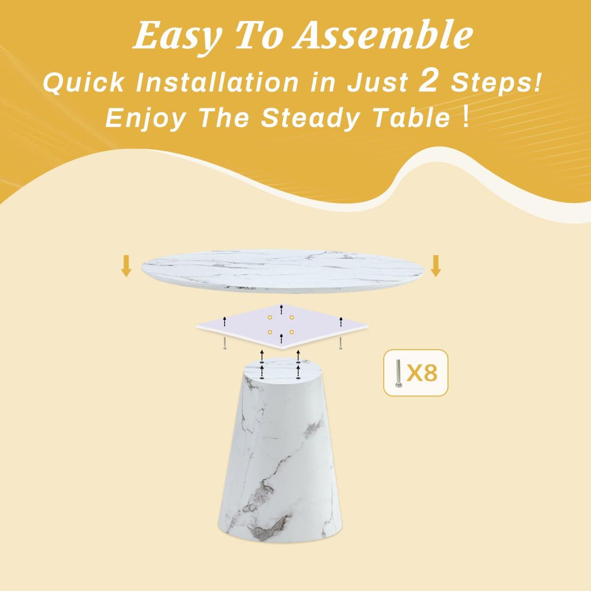 BAOPIN BAOPIN 45\'\' Round Dining Table Set for 4, Small Dining Table Set for 4, Dining Room Table Set for 4, Dining Room Table Round for 4, Round Dining Table Set for Home