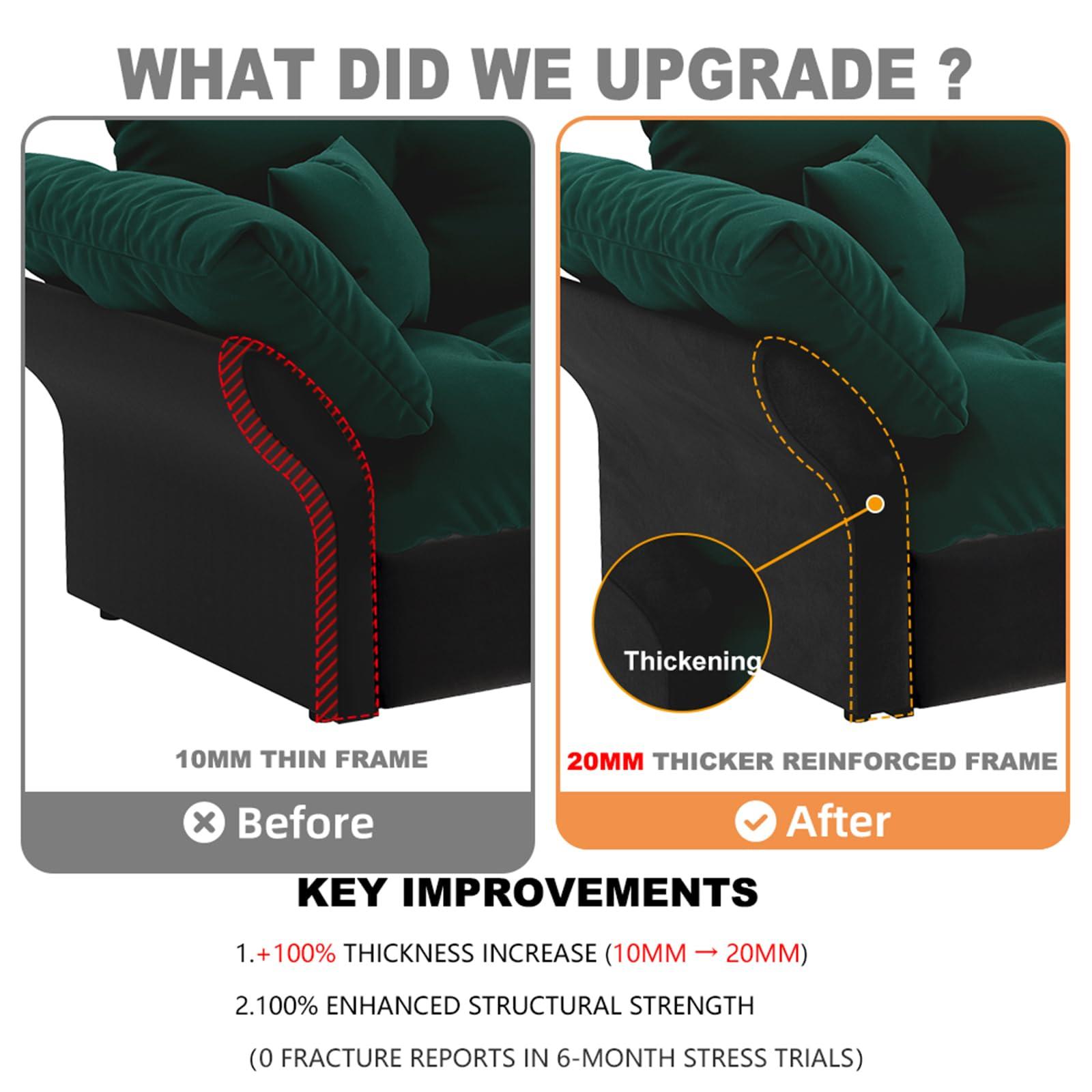 CAPCAEK CAPCAEK 74.8" Queen Pull Out Sofa Bed, Luxury Velvet Convertible Sleeper Couch Futon, Comfy Cloud Pullout Couches,Loveseat Recliner for Living Room Office RV Small Places (Green, 74.8'')